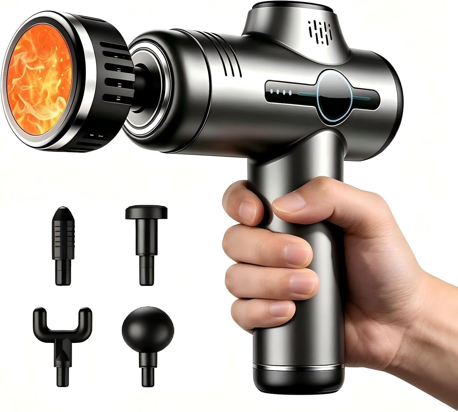 Massage Gun with Heat, Powerful Warming Massage, Home & Travel,Grey | Massage Gun with Heat, Powerful Heated Massage, Quiet Portable Massager for Home& Travel, Lightweight Design