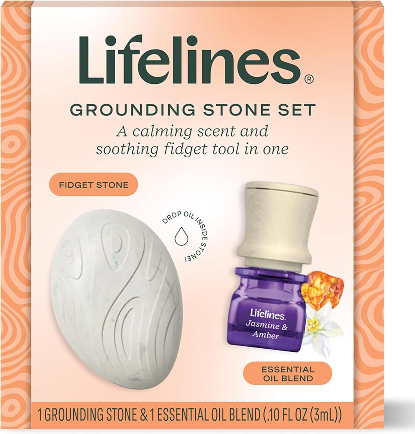 Lifelines Scent-Infused Grounding Stone & Oil Blend – Portable Fidgets for Tweens, Teens & Adults with Essential Oil Blend & Diffusion Stones for Sensory Immersion – Calming Waterless Passive Diffuser