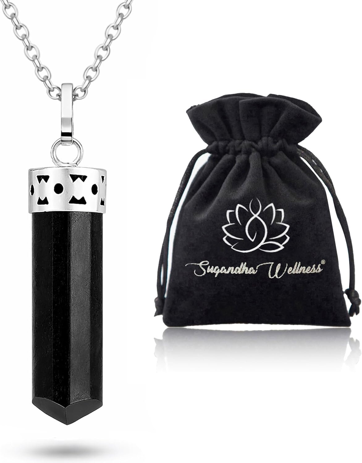 Black Tourmaline Necklace – Natural Healing Crystal Pendant for Powerful Protection from Negative Energy. Stress Relief. Raw Stone Jewelry for Men & Women