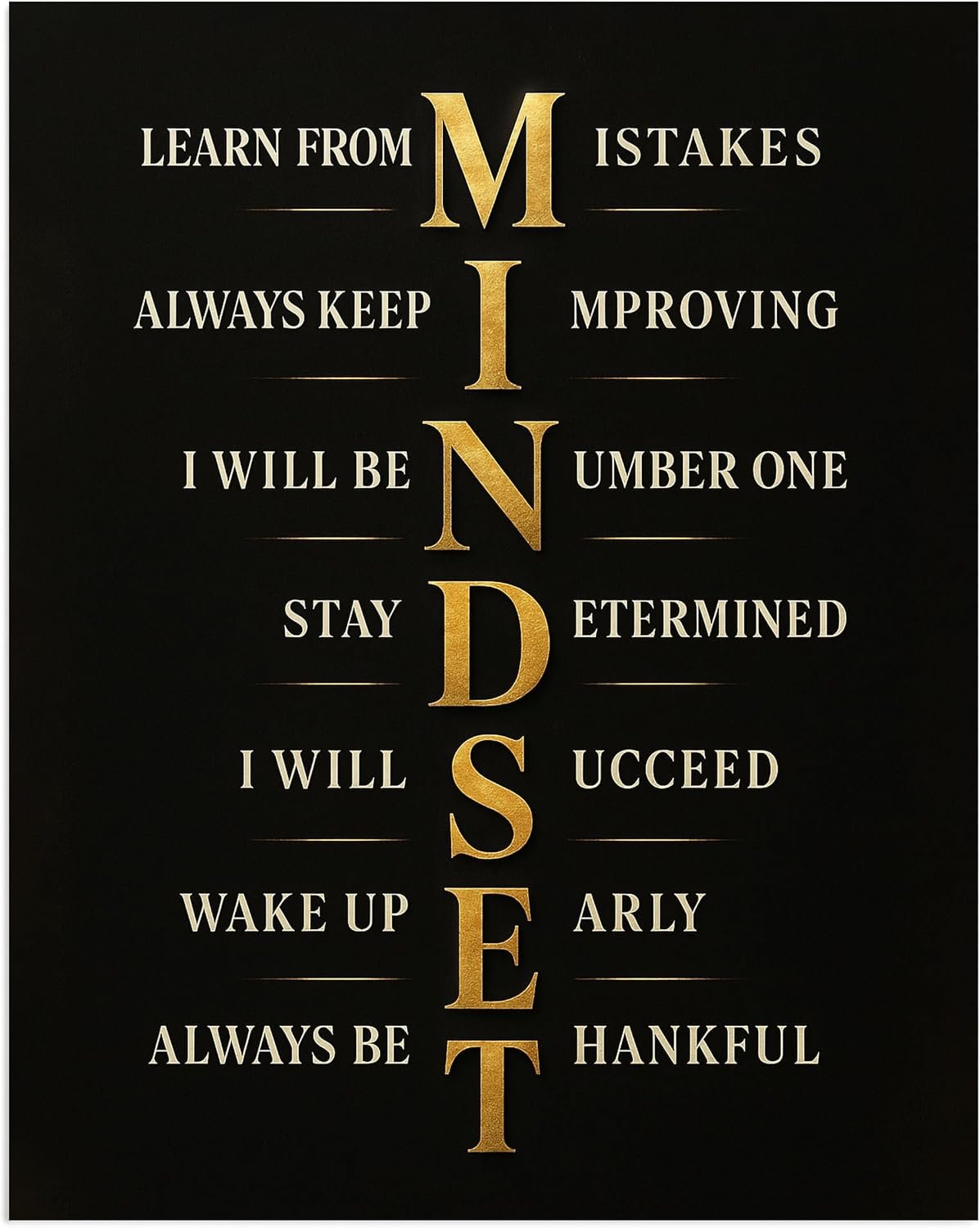 AMERICAN LUXURY GIFTS Mindset Motivational Wall Art Acrostic Print, 8×10 | A standard, not a suggestion.