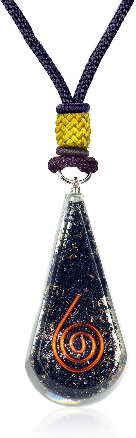 Emotional Body Purification Black Tourmaline Orgone Crystal Tear Drop pendant for Strengthen Immune System – Swallows Negative Energy – Positivity