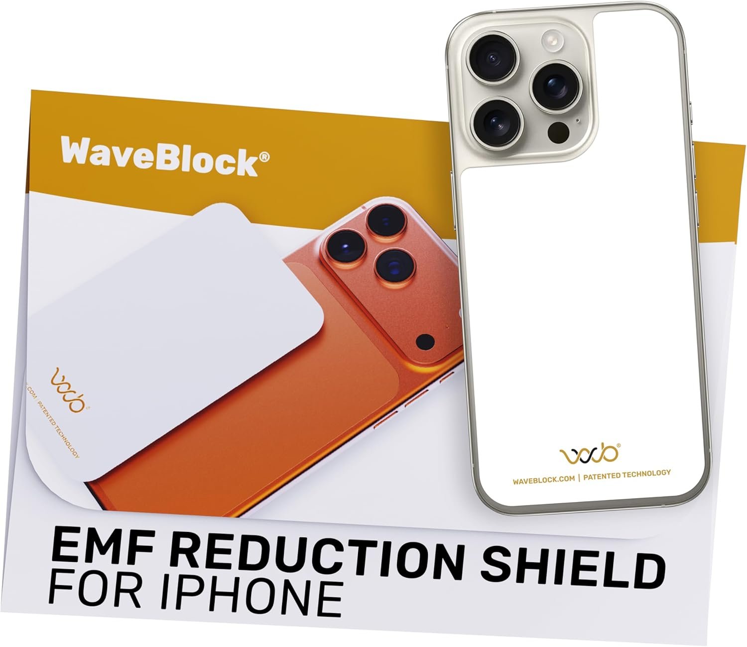 WAVEBLOCK EMF Blocker for Cell Phone – Made for iPhone 16/16 PRO – The Only Patented, Real Scientifically Backed, Lab-Tested 5G-Shield Sticker to Protect You & Your Loved Ones – USA Made White | for Cell Phone