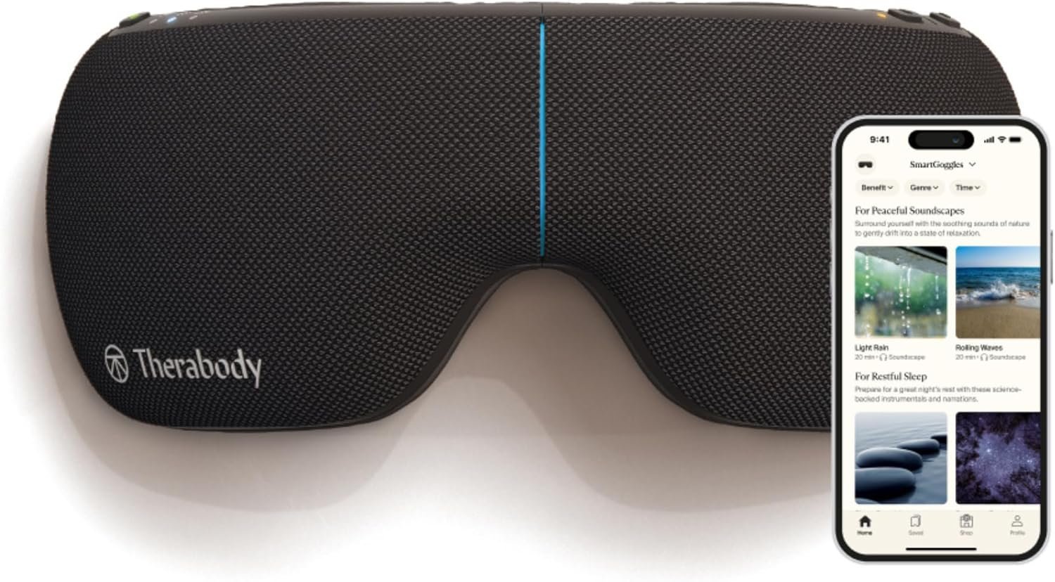 Therabody SmartGoggles (2nd Generation) Heated Eye Mask & Eye Massager – Blackout Sleep Mask & Temple Massage for Personalized Relaxation, Stress Relief & Headache Relief