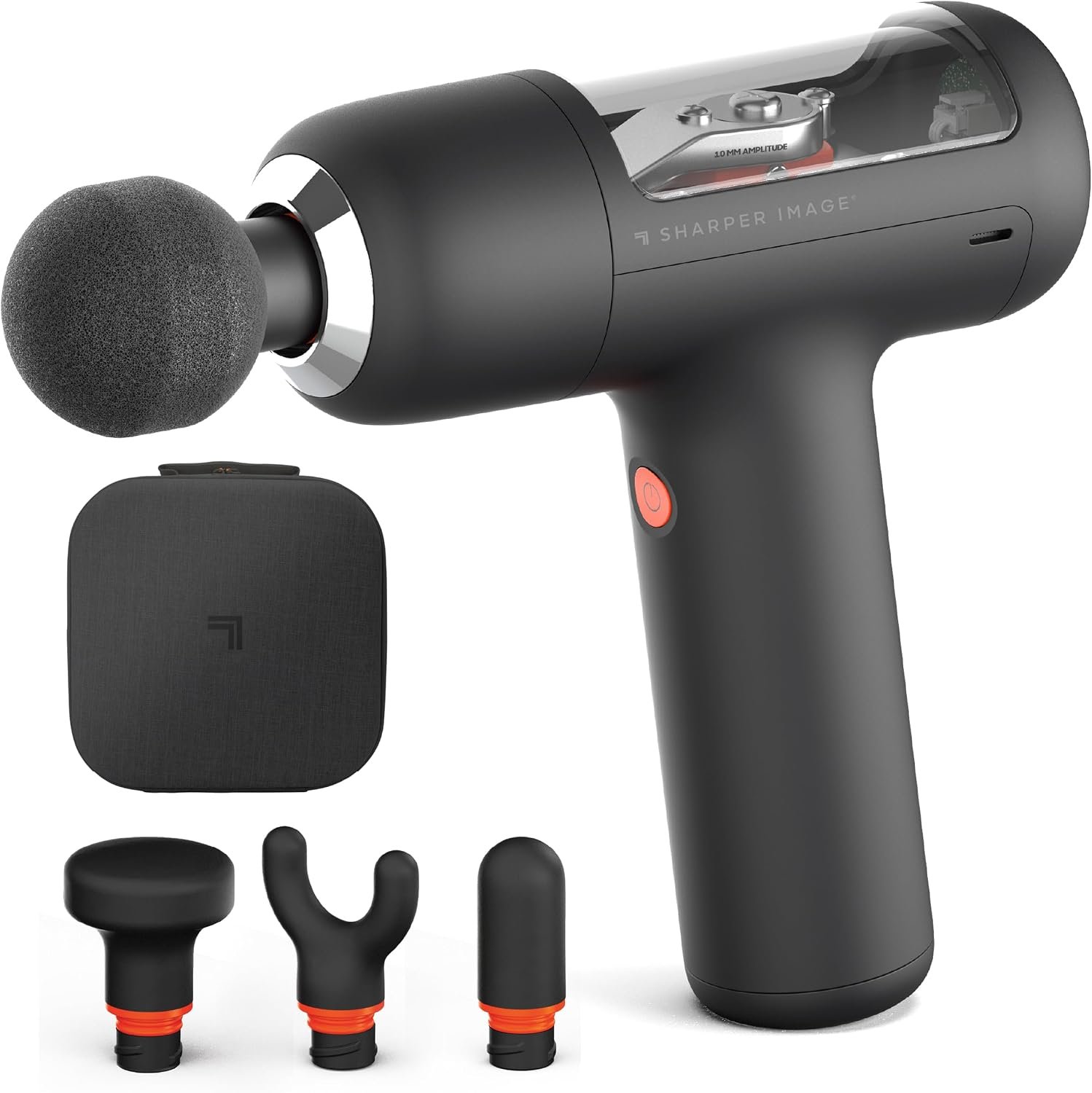 Sharper Image PowerBoost Circuit Massage Gun [2026 Version] Deep Tissue Percussion Massager with 6 Speeds for Back, Shoulders, & Full Body Muscle Pain Relief, with 4 Attachments & Travel Case