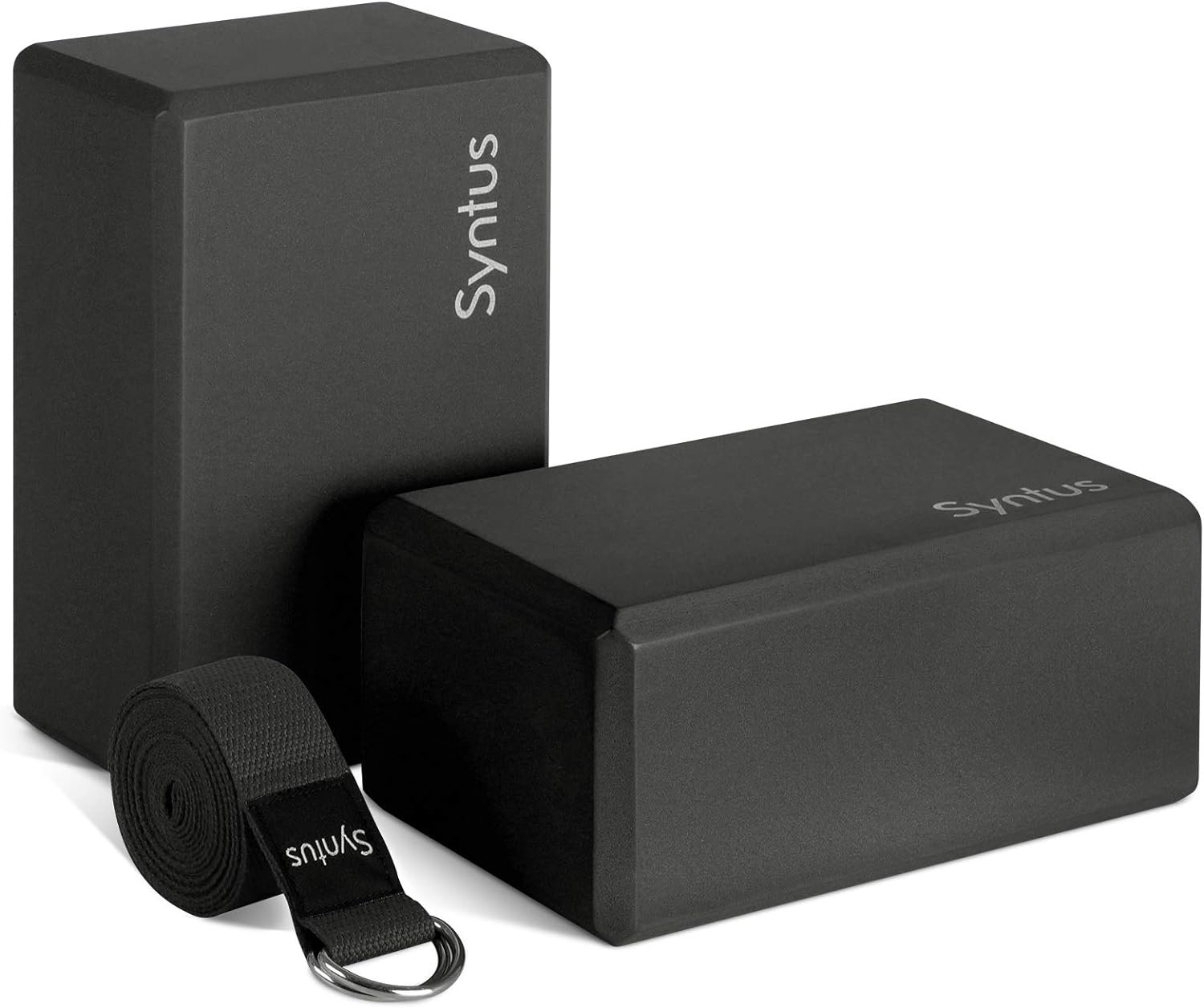 Syntus Yoga Block and Yoga Strap Set, Soft Non-Slip Yoga Blocks 9×6×4 inches, 8FT Metal D-Ring Strap for Yoga, General Fitness, Pilates, Stretching and Toning