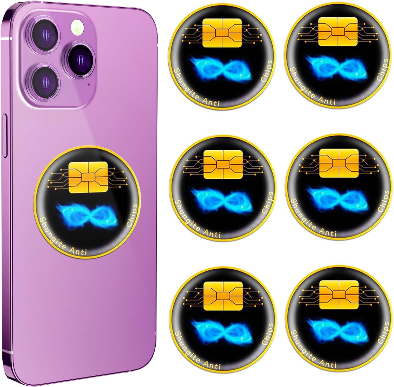 6 Pcs Cell Phone Protection Stickers | 99% Effective Shield & Neutralizer | Compatible with Smartphones, Laptops, Tablets, TVs, Monitors & All Electronic Devices