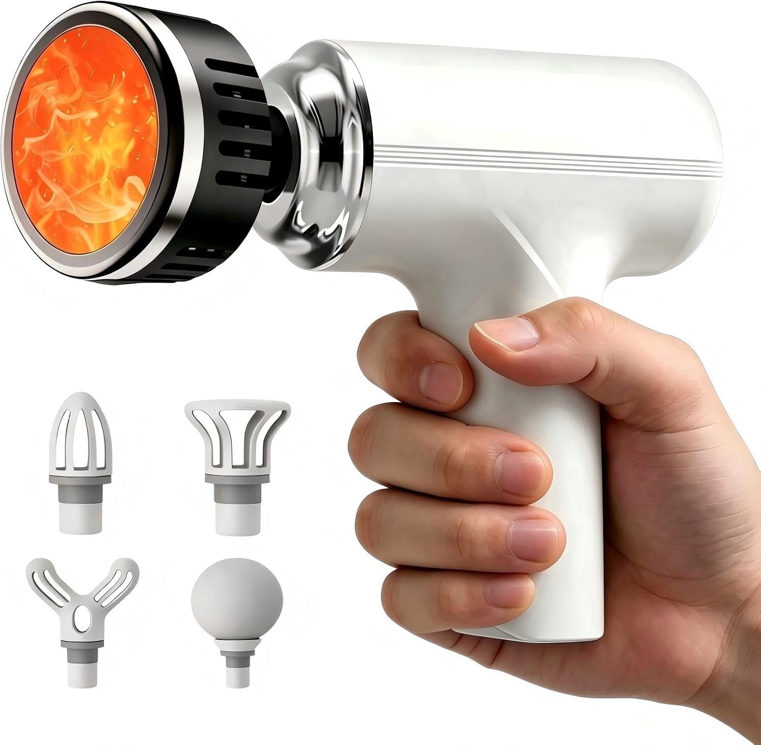Massage Gun with Heat, Powerful Warming Massage, Home & Travel,White | Massage Gun with Heat, Powerful Heated Massage, Quiet Portable Massager for Home & Travel, Lightweight Design,