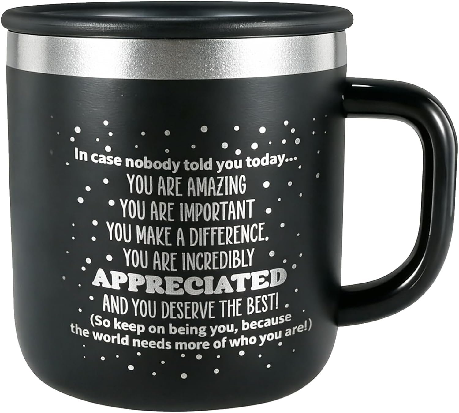 Inspirational Stainless Steel Coffee Mug – Insulated Travel Tumbler with Lid, Appreciation Gift for Women, Men, Coworkers, Friends – You are Amazing Motivational Quote Cup for Birthday (14oz)