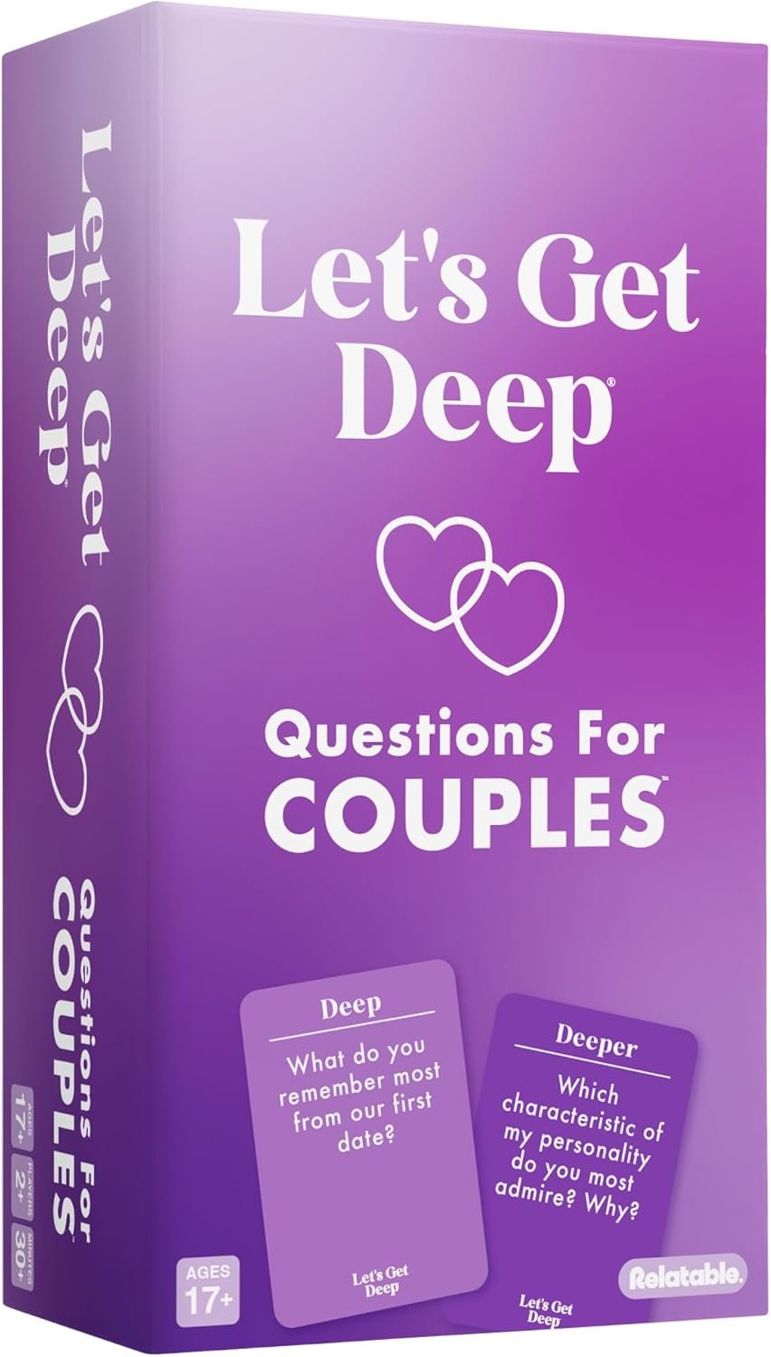 Let’s Get Deep by Relatable, A Question Card Game for Couples, Great for Date Night Ideas, Couples Gifts, Wedding Gifts, and Long Distance Relationship Gifts, Includes 200 Cards to Build Up Intimacy