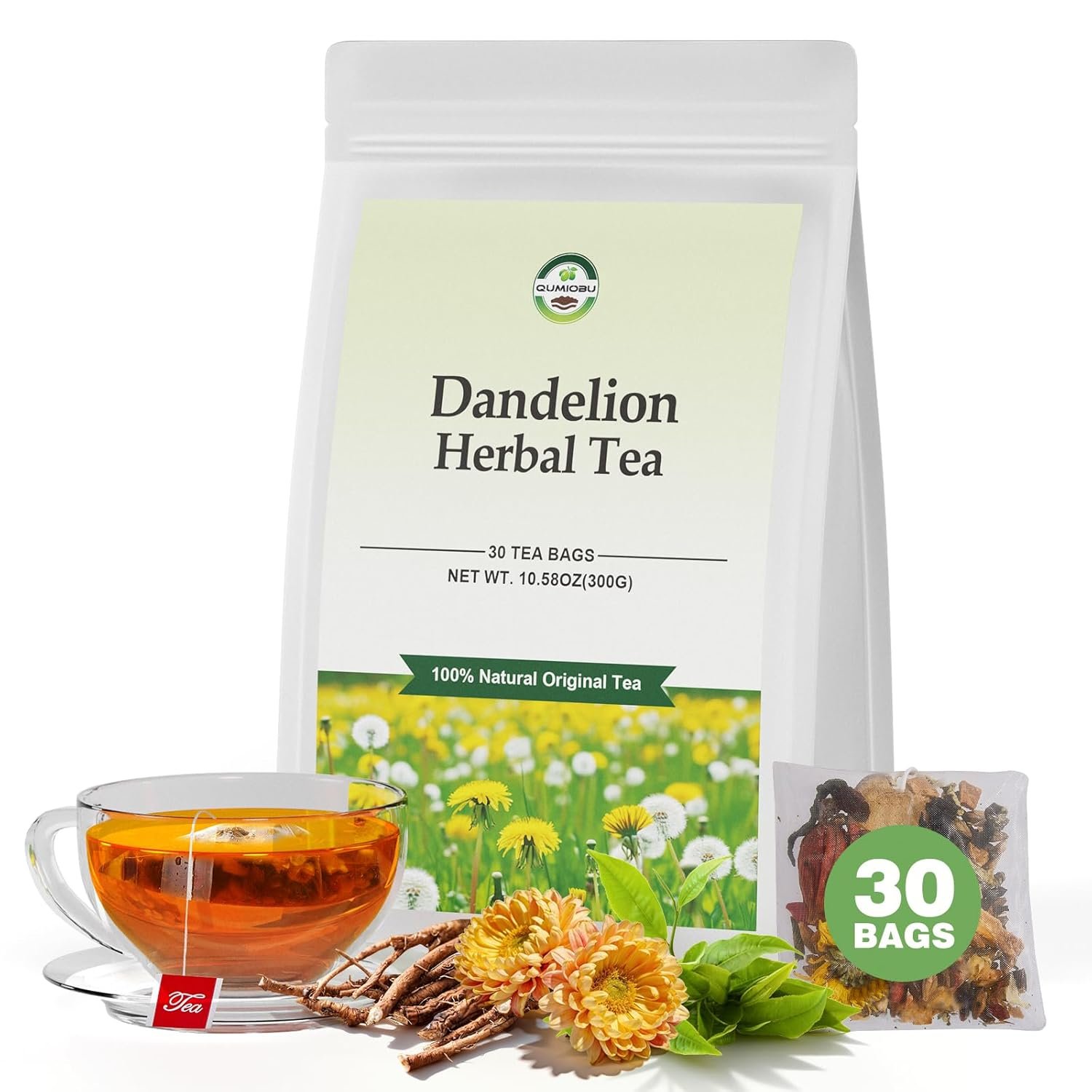 Dandelion Herbal Tea, Liver Detox Tea, Dandelion Tea, Liver Kidney Cleanse & Detox with Dandelion, Goji Berry, Burdock Root, Green Tea and Extra Herbal Ingredients, Kidney Tea, Chrysanthemum Tea, Dandelion Root Tea, Burdock Root Tea (30 Tea Bags(1 Pack), Dandelion Herbal Tea)