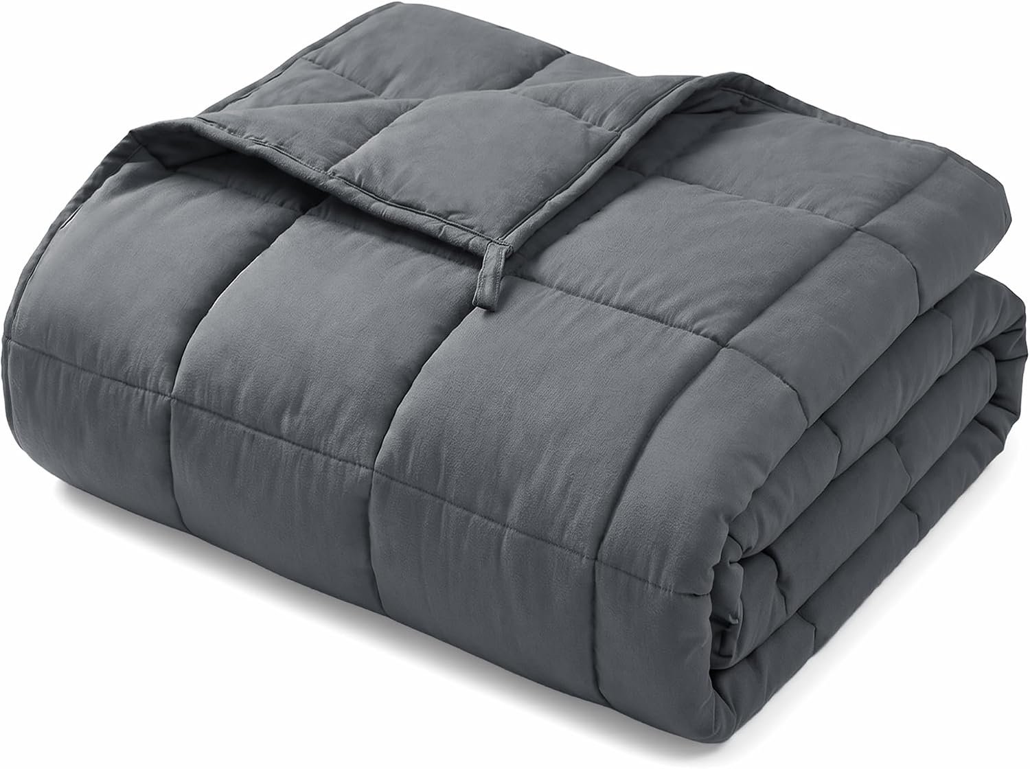 Deconovo Weighted Blanket for Adults, 100% Cotton Heavy Blanket with Premium Glass Beads, Quilted Cooling Weighted Blankets for All Seasons, Breathable Sensory Blanket for Deep Sleep, Dark Gray