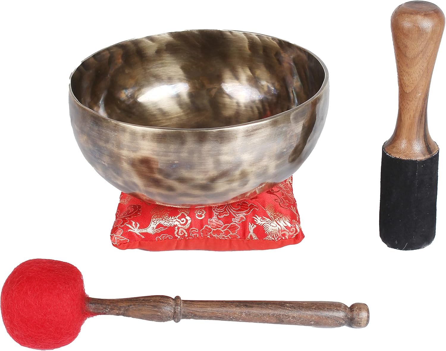 ESK 7 inch Tibetan Singing Bowl set ,Meditation, zen decor, Spiritual and Body Healing and Energy Cleansing ,Handmade, Comes w/ silk cushions, sticks and Flag
