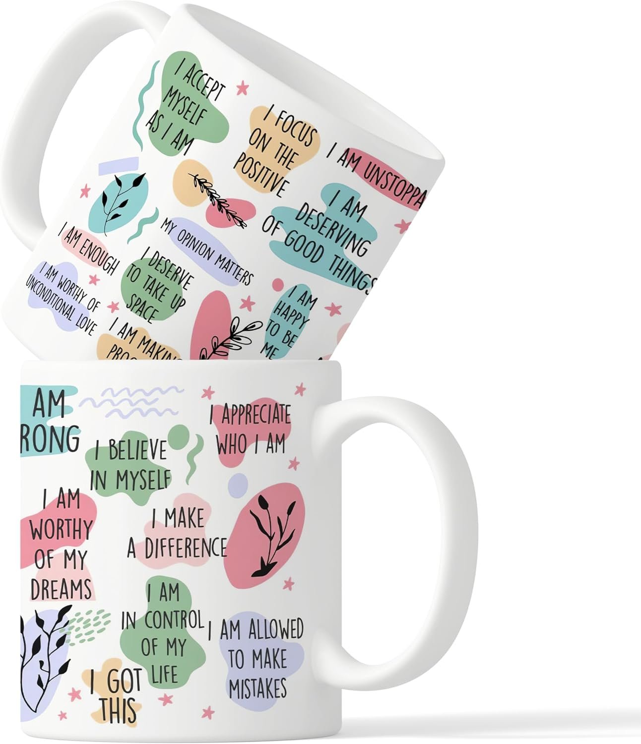 OFlich Inspirational Daily Affirmations Mug – 11oz Ceramic Coffee Mug with Daily Affirmations for Women, Mental Health Gifts, Self Love Gifts