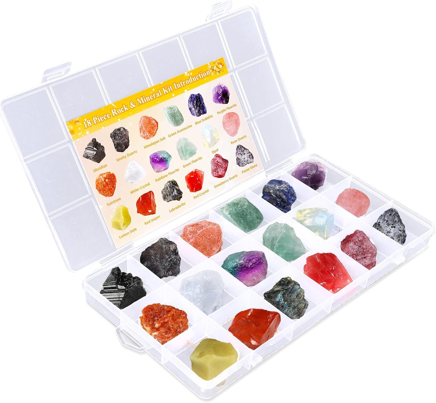 Raw Healing Crystals Gemstone Box Natural Rough Rock Quartz Crystal Stones Bulk Healing Meditation Home Decor DIY Project Spiritual Crystal Gift (White)