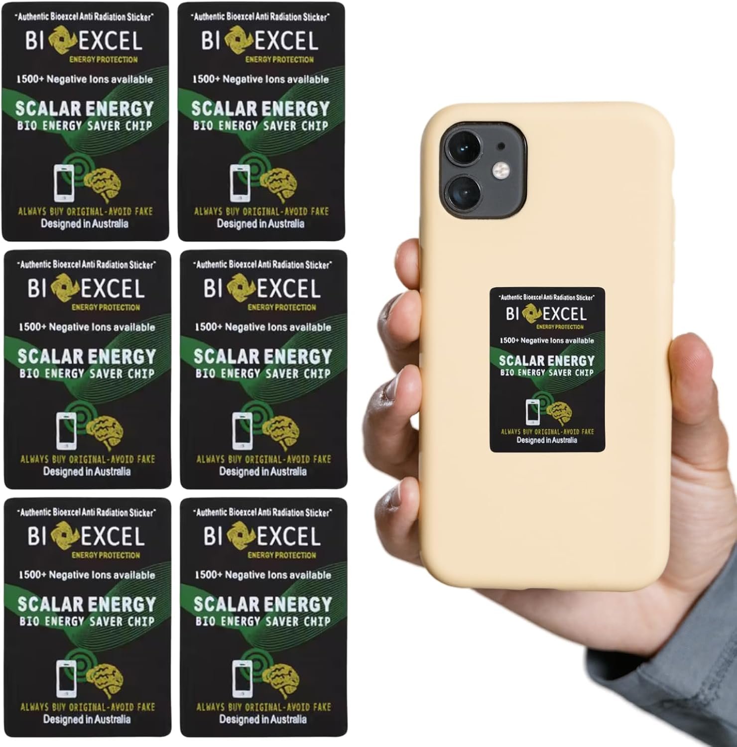 Bodyhealth Chip for Cell Phone, Shung Electromagnetic Blocker for Cell Phone and Neutralize, Shield Cell Phones Electronic Device Waves and Energy, 6 Pack