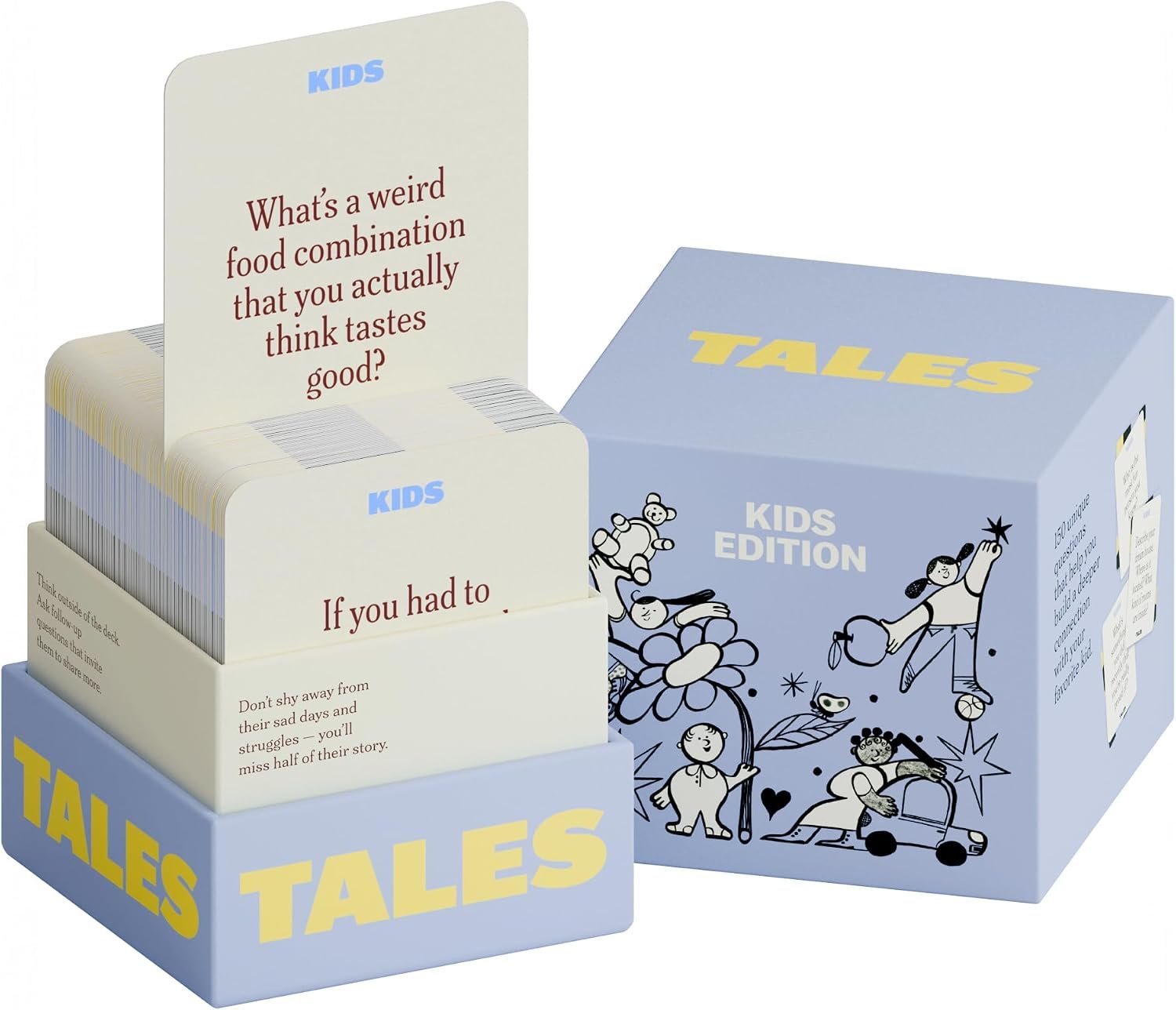 TALES 150 Conversation Cards, Perfect for Dinners, Road Trips, Classrooms & Game Nights, Gifts & Gatherings, Conversation Starters to Spark Creativity (Kids Edition)