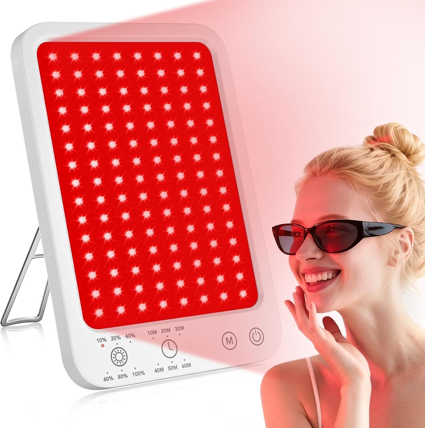 Red Light Therapy for Face Body, Red Light Panel with Adjustable Stand, 660nm and 850nm Near Infrared Therapy Lamp with 3 Modes, 6 Adjustable Brightness and Timer, Home and Travel Use,Gift for Women | Red Light Therapy for Face Body, Red Light Panel with Adjustable Stand, 660nm and 850nm