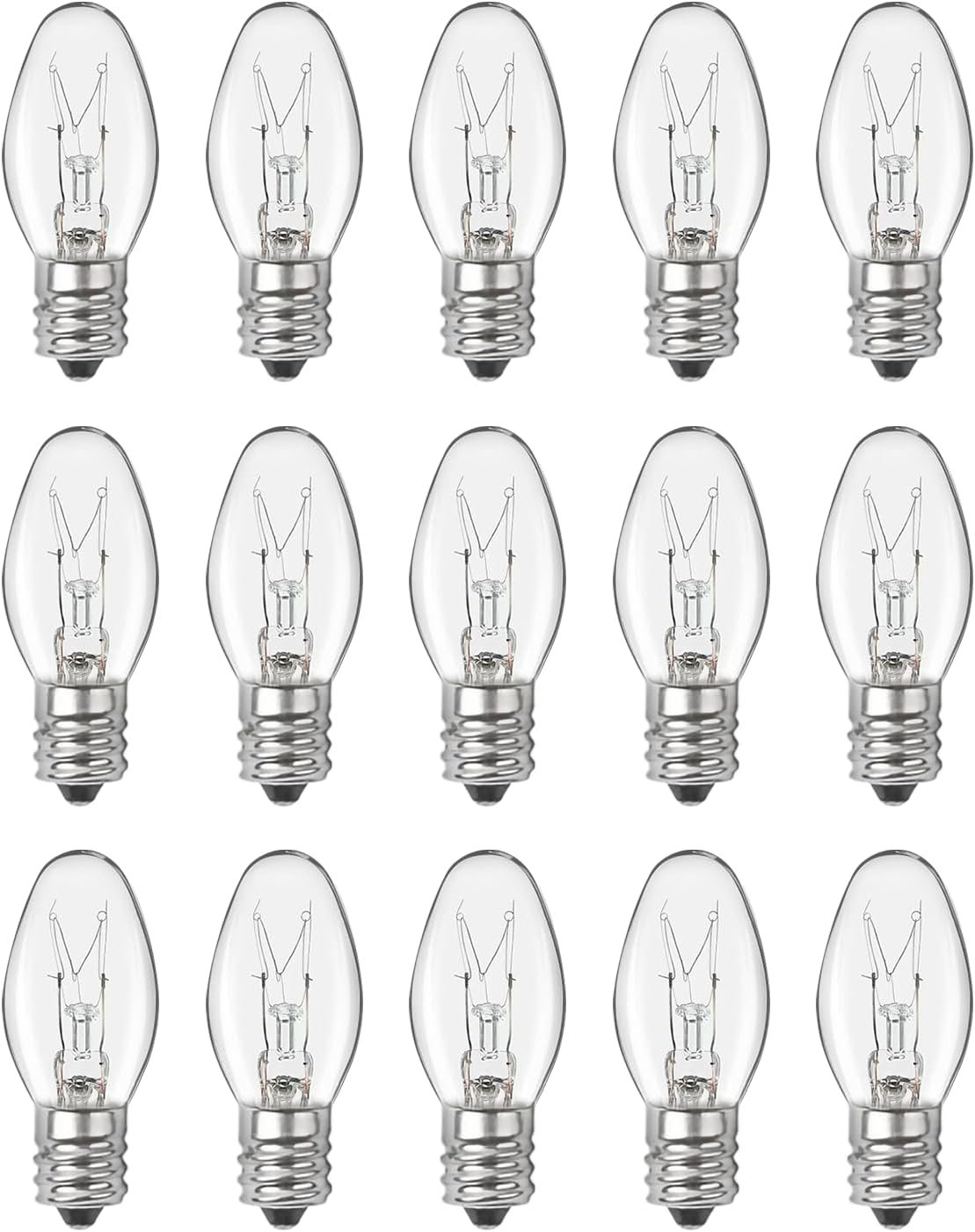 OuuKoo Salt Lamp Bulbs – 15 Watt Light Bulbs for Scentsy Wax Warmer – C7 Replacement Bulbs for Plug in Wax Diffuser- Warmwhite – Dimmable,15 Packs