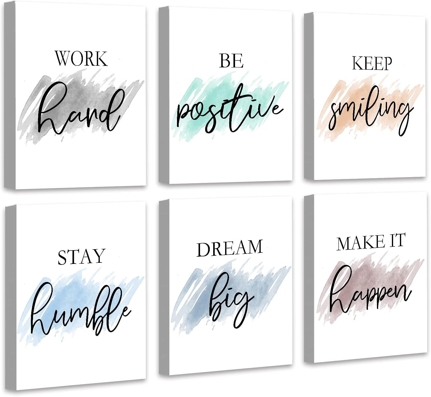 𝗗𝗿𝘀𝗼𝘂𝗺 Motivational Wall Decor Inspirational Office Wall Art Quotes Wall Art for Living Room Encouraging Canvas Posters for Office Bedroom Sayings for Wall Decor – 8” x10” x6 PCS (𝗙𝗿𝗮𝗺𝗲𝗱)