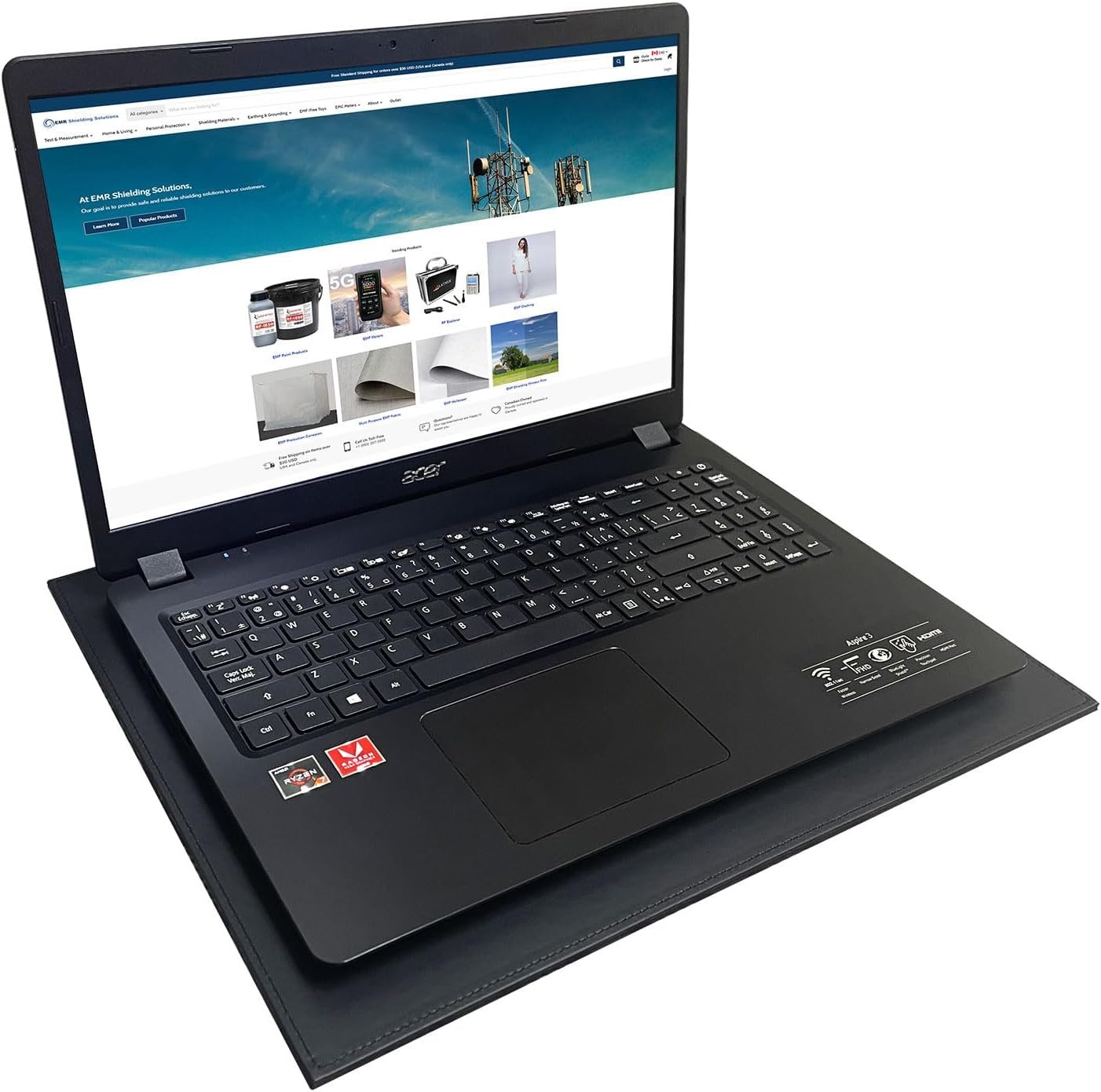 EMF Laptop Tray – Shielding ELF and RF from Computer, Tablets, Cell Phones, Black (12″ x 16″)