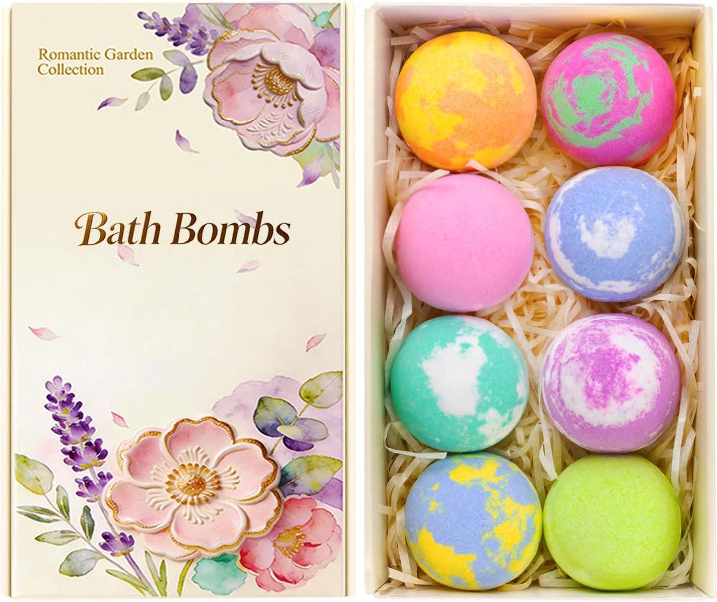 Bath Bomb Gift Set for Women, 8 Pcs Bath Bombs for Girls, Natural Bubble Bathbombs with Essential Oils, Self Care Gifts, Relaxation Spa Gift Basket,Birthday, Mothers Day Gifts for Mom, Wife,