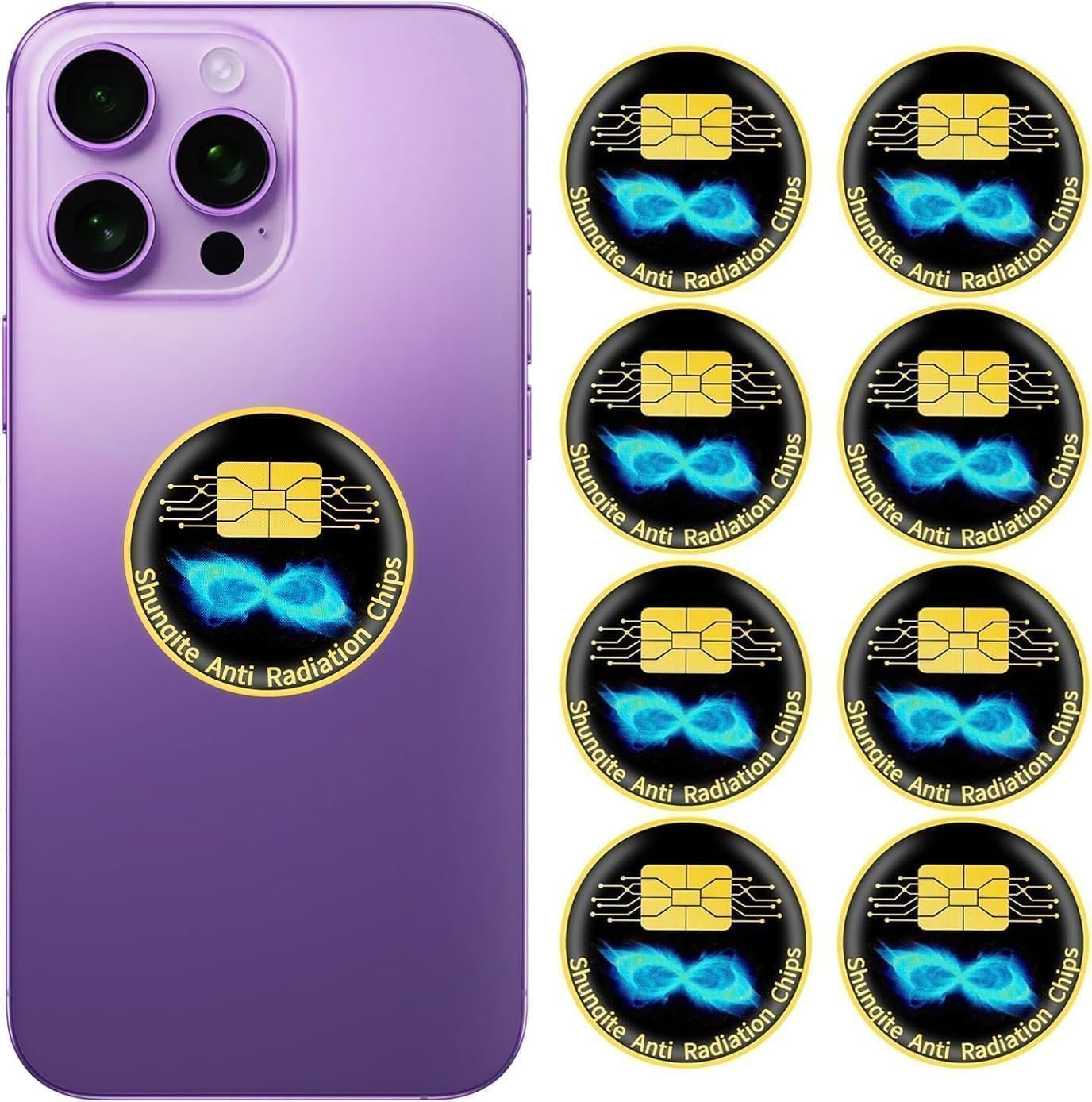 EMF Blocker for Cell Phones Stickers Neutralize Shield Protection cased and Electronic Devices WiFi 5G Tablets Laptops Computers (8 Pcs Black)