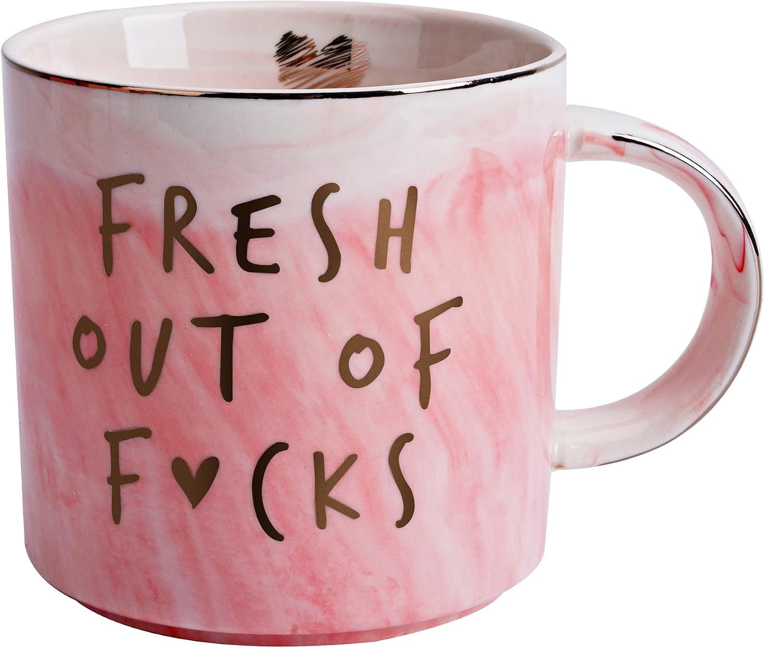 Funny Coffee Mugs Gifts for Women – Sarcastic Novelty Cups Gag Gift for Friends, Coworkers, Boss, Employee, Human Resources – Fresh Out Of – Inappropriate Cute Pink Marble Mug, 11.5oz Coffee Cup