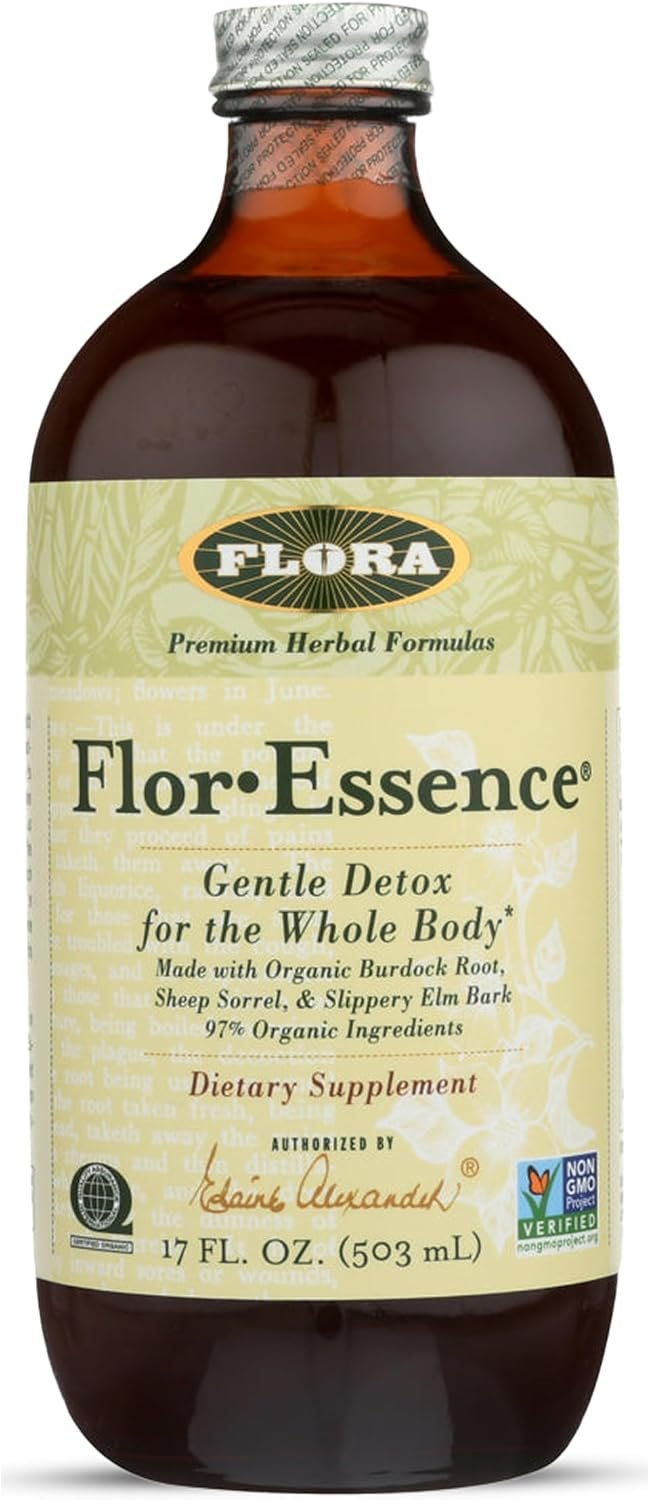 Flora – Flor-Essence – Gentle Detox Tea for a Full-Body Cleanse – Contains Organic Slippery Elm Bark, Rhubarb, Burdock Root & More – Vegan, Non-GMO & Gluten-Free – 17 fl. oz.