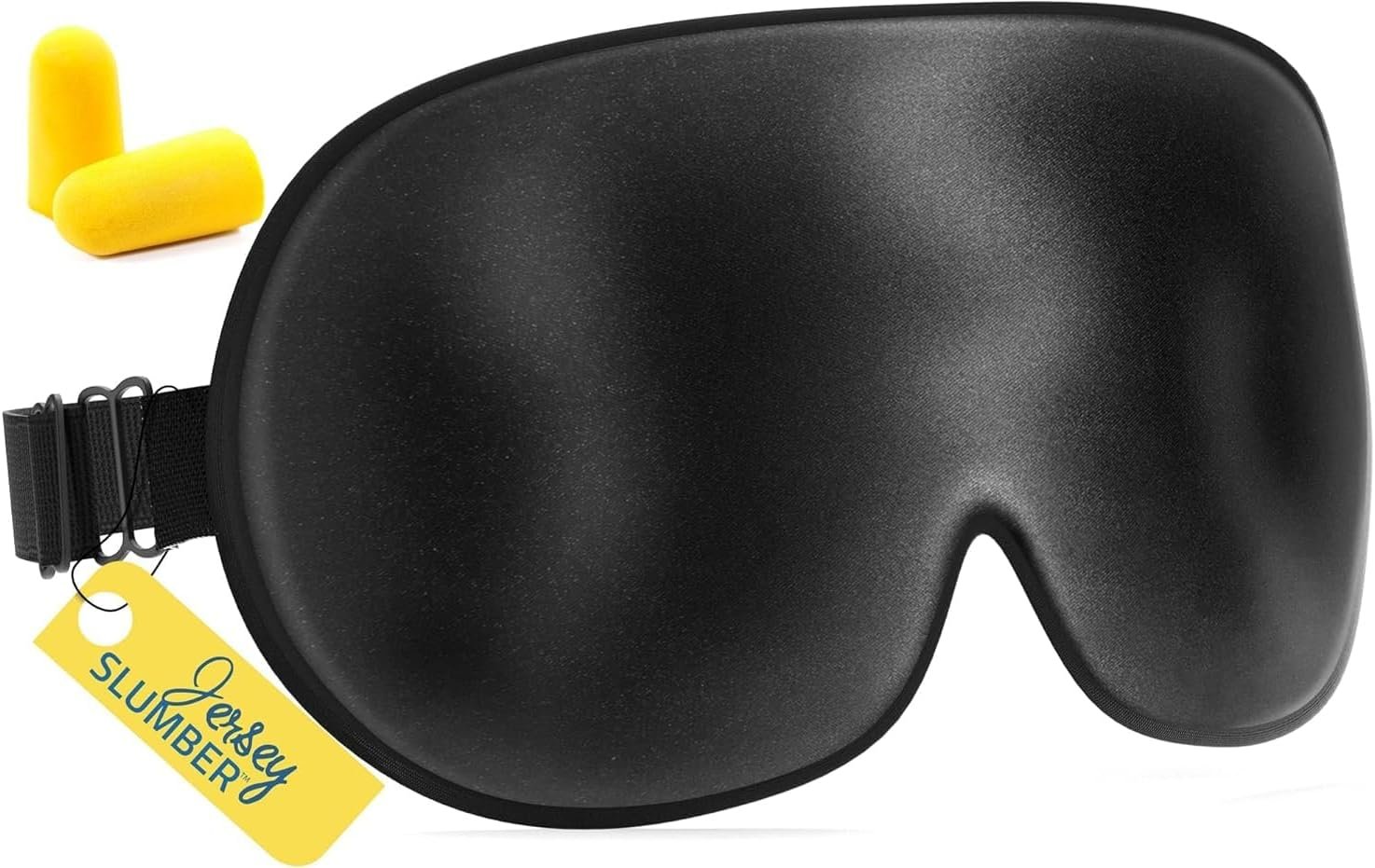 Jersey Slumber 100% Silk Sleep Mask for Women Men Side Sleeper – Light Blocking Eye Mask for Sleeping, Zero Pressure Soft Blindfold, Adjustable Strap, Silk Eye Cover for Travel Nap – Black