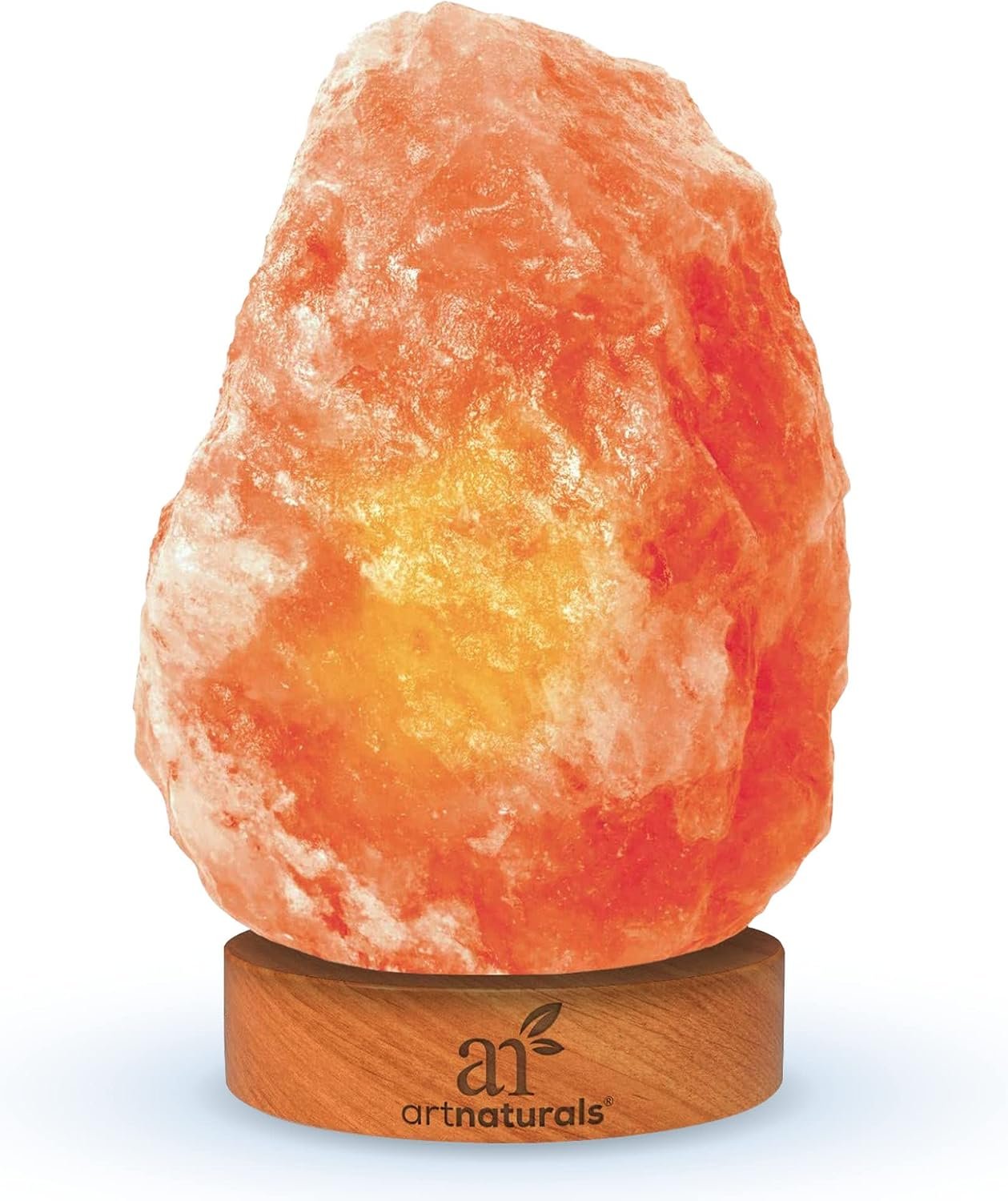 Artnaturals Himalayan Rock Salt Lamp – Natural Glow Night Light -Hand Carved Pink Crystal from Pure Salt – for Rest, Relaxation and Energy – Real Wooden Base (Pink)
