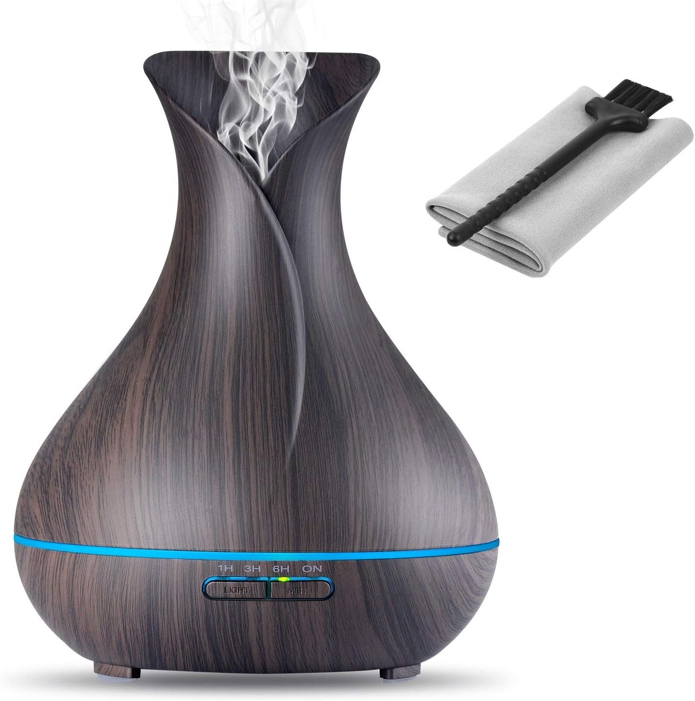Aroma Essential Oil Diffuser, 400ml Ultrasonic Cool Mist Humidifier with Waterless Auto Shut-Off and Cleaning Kit for Home, Yoga, Office, Spa, Bedroom, Baby Room – Wood Grain