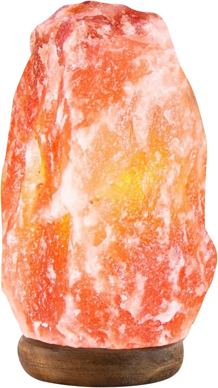 UMAID Himalayan Salt Lamp 8–10″(7–11 lb) Dimmable Pink Rock Salt Lamp with Wooden Base & Night Light Bulb, Spa Decor for Meditation Room, Massage Stones Ambiance, Desk & Bedroom,Gifts for Men & Women