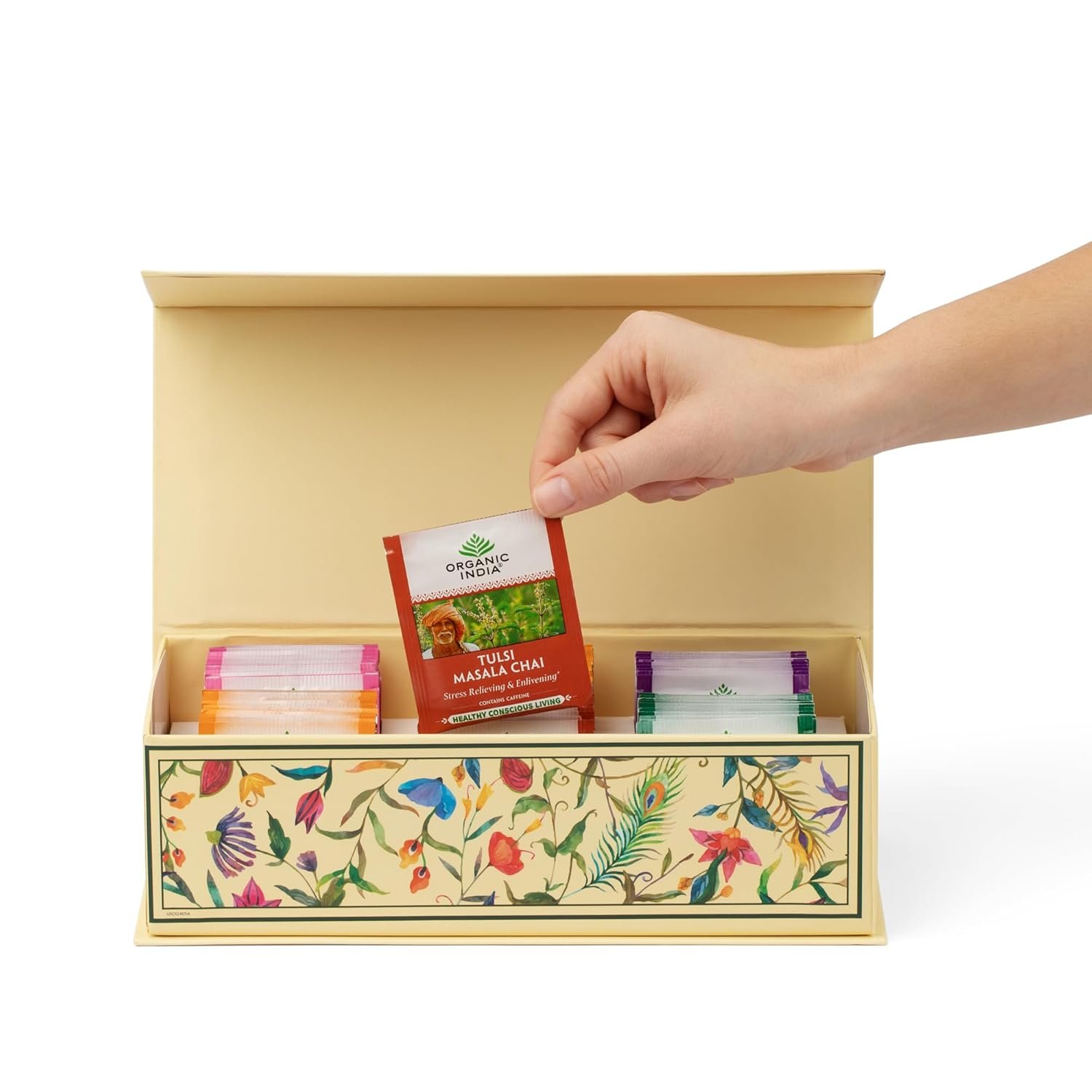Organic India Tea Sampler Box Variety Pack – Tulsi Herbal Tea Gift Set, Hot Tea Assortment, Holy Basil, Ashwagandha, Turmeric Ginger, Sweet Rose, Original, Sleep, Masala Chai – 60 Tea Bags
