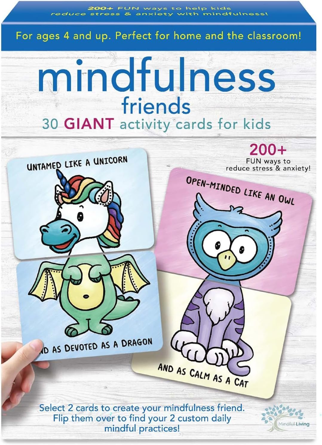 Ambassador Games: Mindful Living – Mindfulness Friends Cards – 30 Giant Activity Cards, Mindfulness Practices to Reduce Anxiety & Stress, Kids 4+