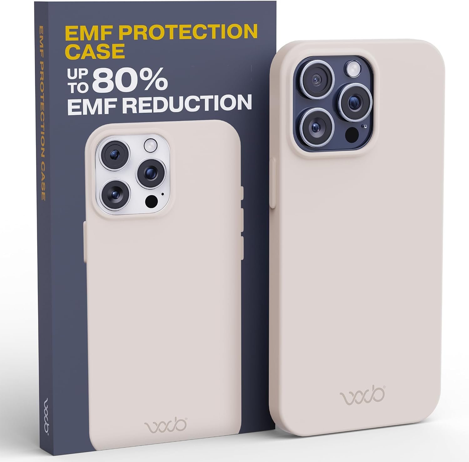 WAVEBLOCK EMF Protection Silicone iPhone Case Compatible with iPhone 15 Pro Max, Radiation Blocker, 5G Shield Reduction, Lightweight, USA Patented and Tested in FCC Lab, Stone