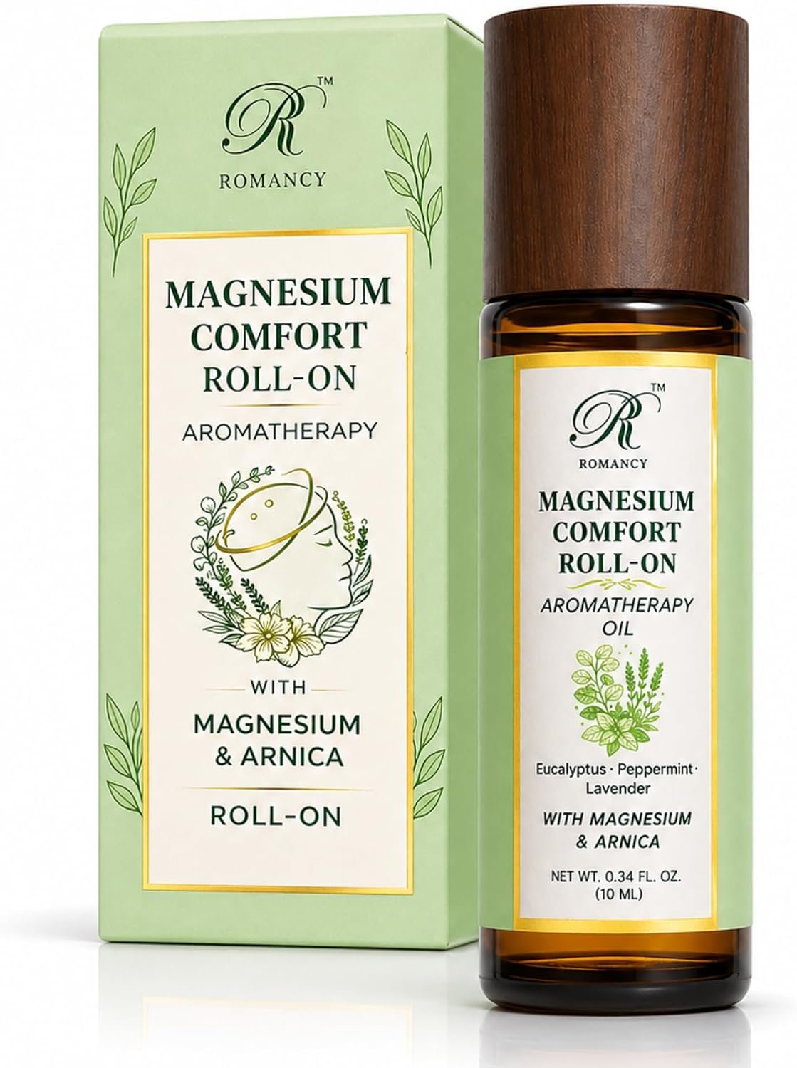 Migraine Relief Roll-On, Cooling Magnesium & Arnica Headache Relief | Cooling aromatherapy roll-on with magnesium, arnica, peppermint, lavender & eucalyptus for head, neck, temples and travel