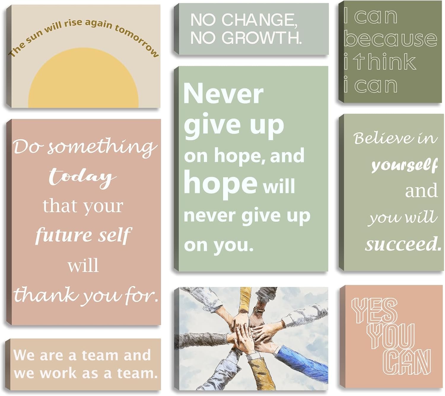 9-Pieces Framed Canvas Set Motivational Wall Decor Office Inspirational Wall Art Motivational Quotes Posters Positive Affirmation Office Wall Decor Office Wall Art Living Room Bedroom Prints Artwork