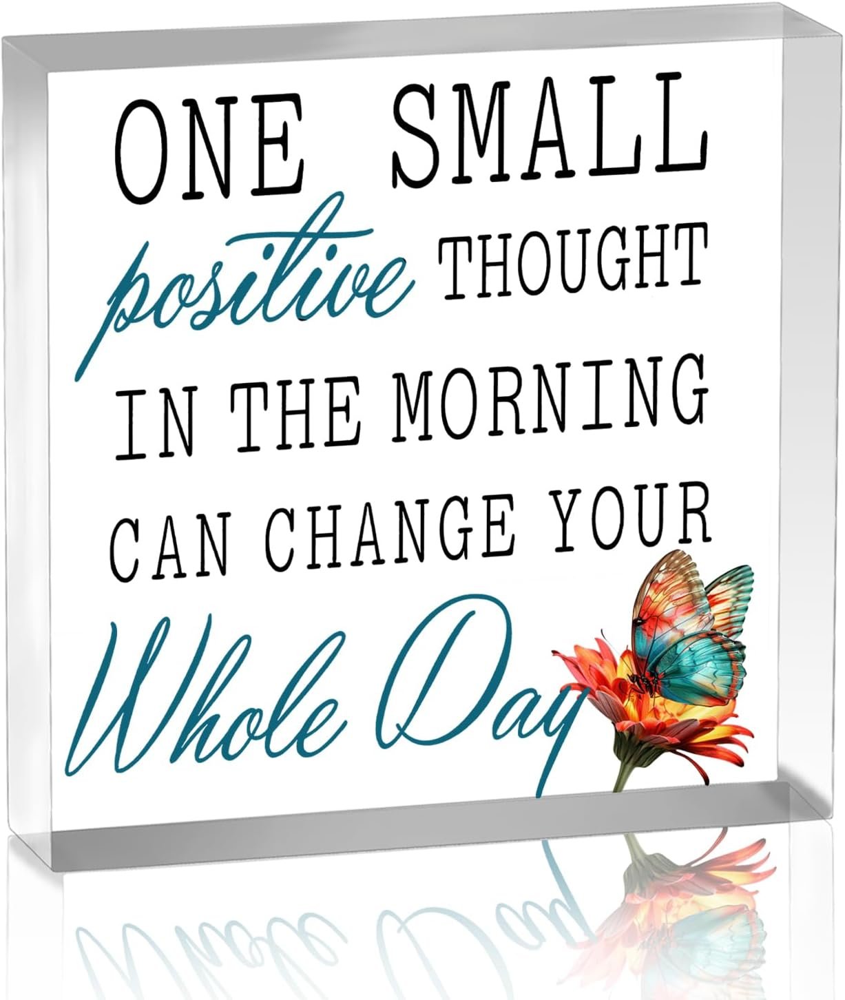Positive Inspirational Motivational Office Decor for Men Women | Teal Tabletop Ornament Acrylic Desk Plaque Minimalist Desktop Accent Uplifting Gift for Coworkers Home Office Table Decor