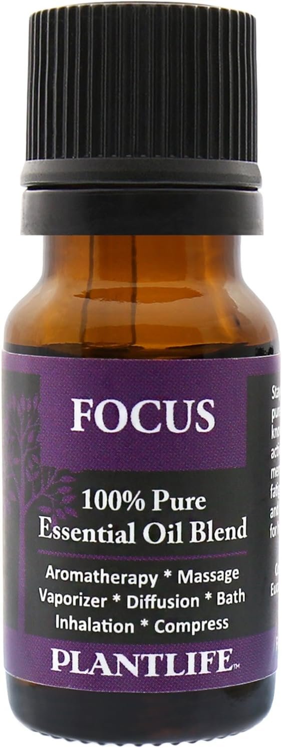 Plantlife Focus Aromatherapy Essential Oil Blend – Straight from The Plant 100% Pure Therapeutic Grade – No Additives or Fillers – Made in California 10 ml