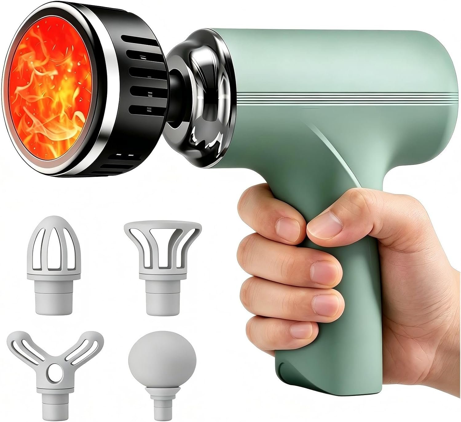Massage Gun with Heat, Powerful Warming Massage, Home & Travel,Green | Massage Gun with Heat, Powerful Heated Massage, Quiet Portable Massager for Home& Travel, Lightweight Design