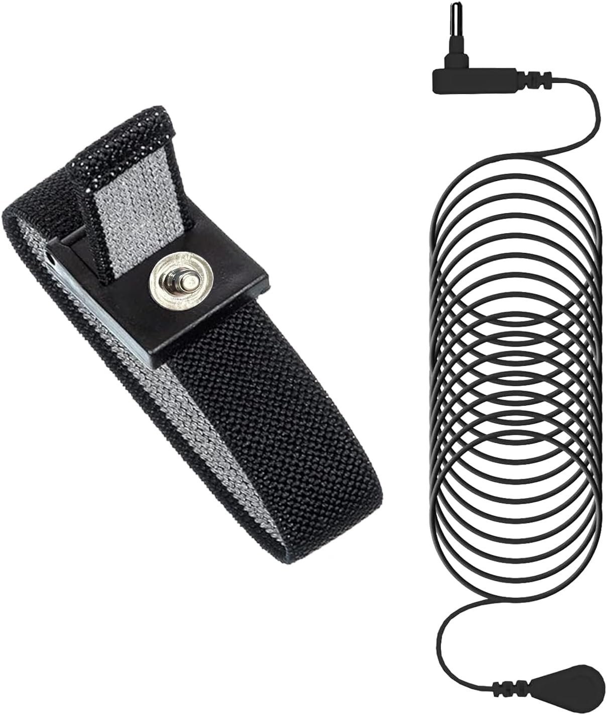 Grounding Wrist Strap, Grounding Bracelet with 15 Feet Grounding Cord, Earth-Connected Grounding Wristband for Sleep, Energy, Pain Relief, and Inflammation. (Black with Grey)