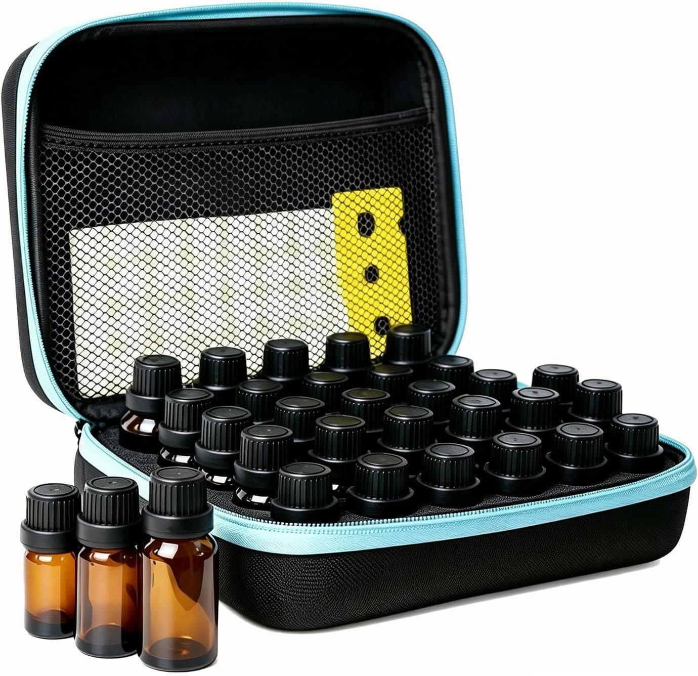 Essential Oil Storage Holder Organizer Carrying Case for 30 Bottles | Hard Shell Essential Oils Box Holds 5ml 10ml 15ml Bottle Travel Bag with Labels & Foam Insert for doTERRA & Young Living