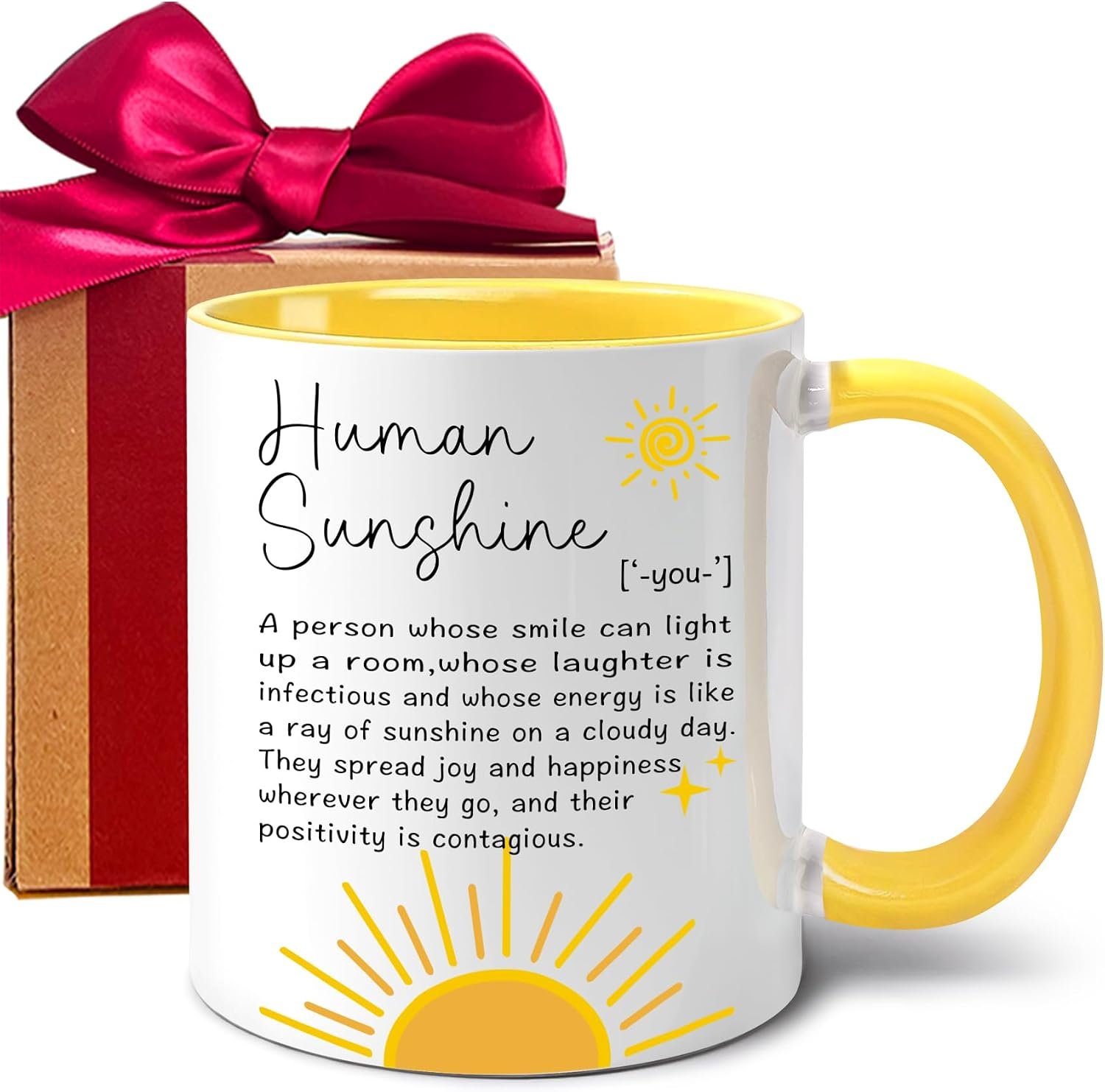 Human Sunshine Mug for Women, Motivational Appreciation Gifts for Teacher Employee Coach Mentor Friends Coworkers Doctor Nurse, Inspirational Quotes Gift for Mom Aunt Sister Daught -286