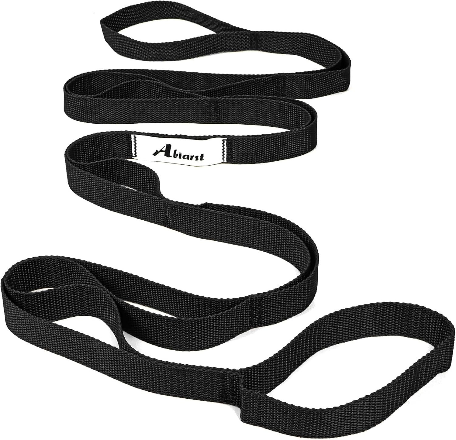 Abiarst Stretching Strap Yoga Straps for Physical Therapy, 10 Loops Non-Elastic Stretch Band for Pilates, Flexibility, Exercise and Gymnastics
