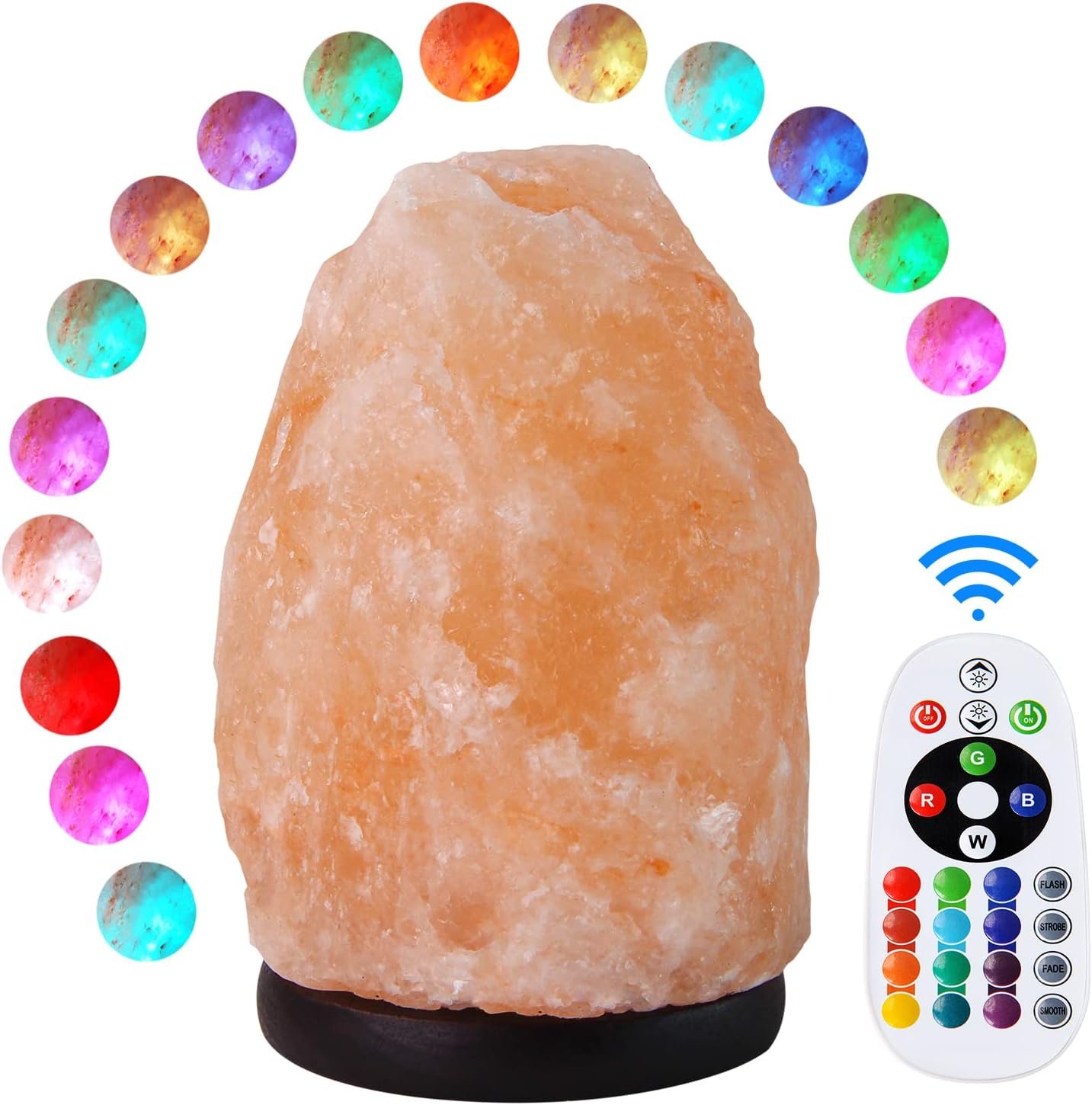 pursalt Himalayan Salt Lamp 7 Inches (5-6 Lbs) with Upgraded Remote Control, Adjustable 16 Color Changing Salt Lamp Night Light, Natural Crystal Pink Large USB Salt Rock Lamp for Home Decor