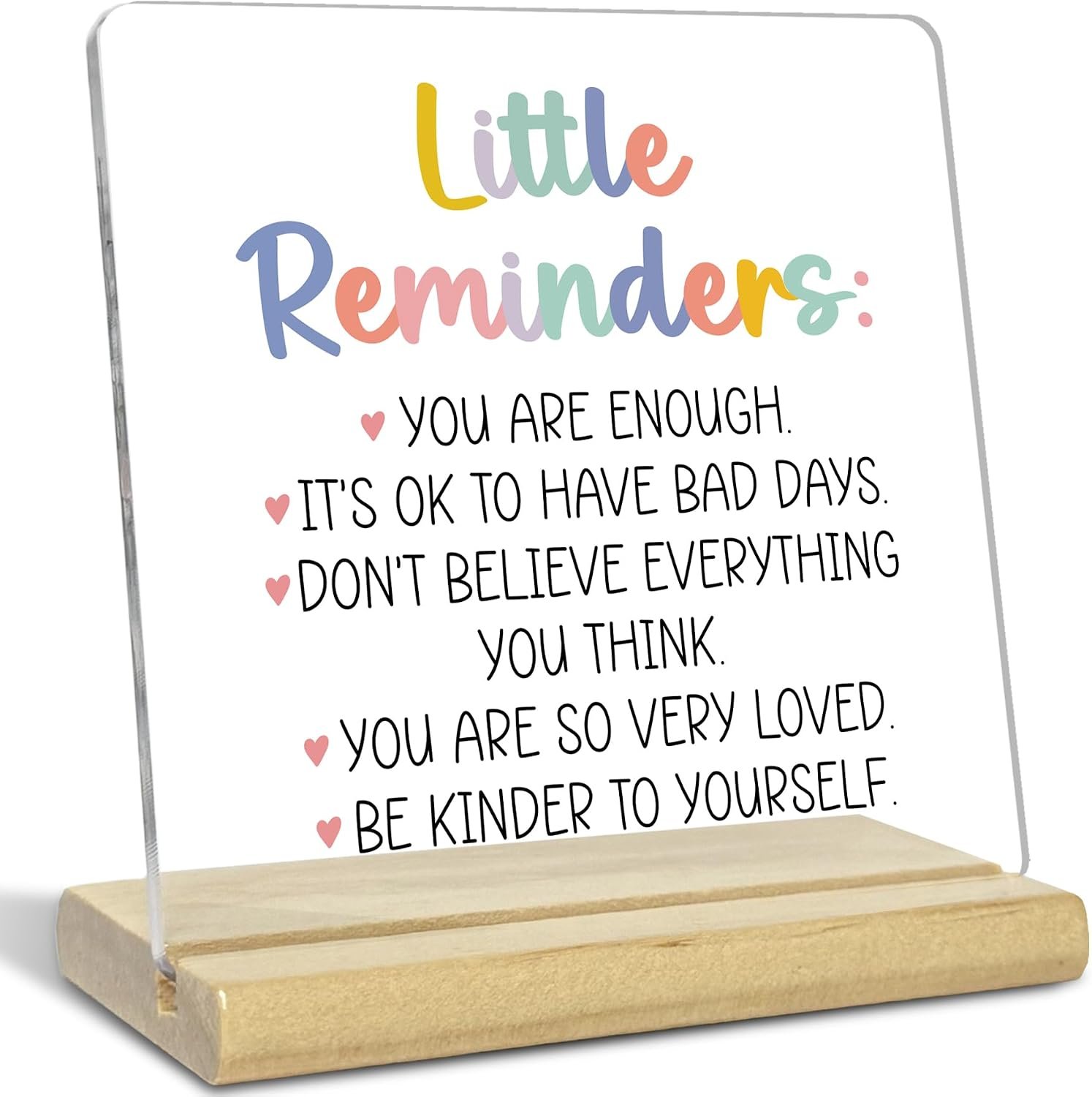 Inspirational Acrylic Desk Decor for Women, Little Reminders Motivational Acrylic Plaque Sign for Home Office Table Decoration
