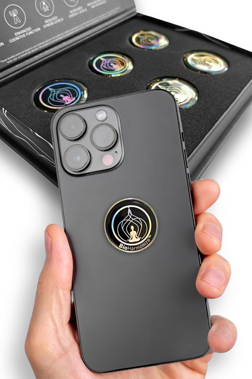BioHarmonize Phone EMF Harmonizing Stickers – Multifaceted Neutralizer with Advanced Quantum Technology & Natural Minerals | Pack of 6