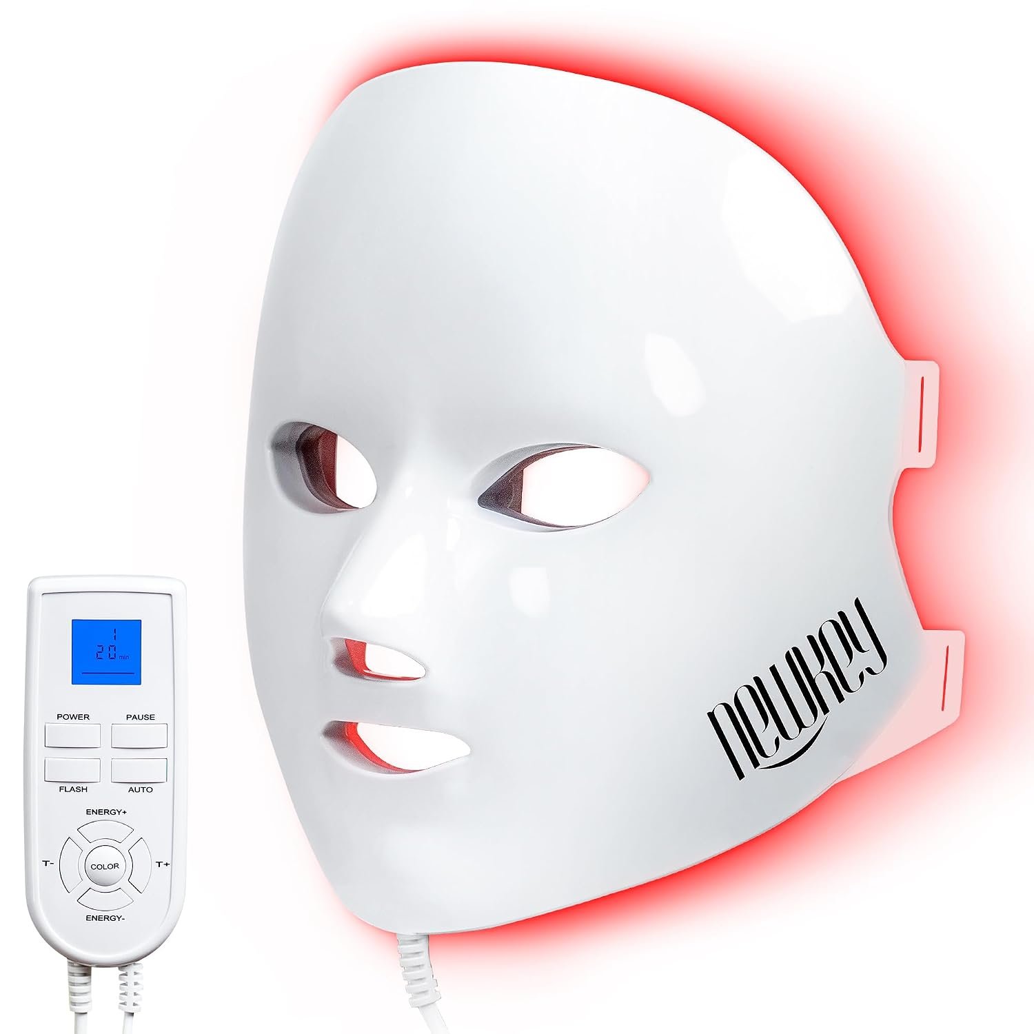 NEWKEY Red Light Therapy Mask for Face Anti Aging 4D Home Use 7 Colors LED Facial Mask Blue Light Therapy for Acne,150 LEDs Photon Skin Care led Mask for Acne Dark Spot wrinkle Reduction,Plug in