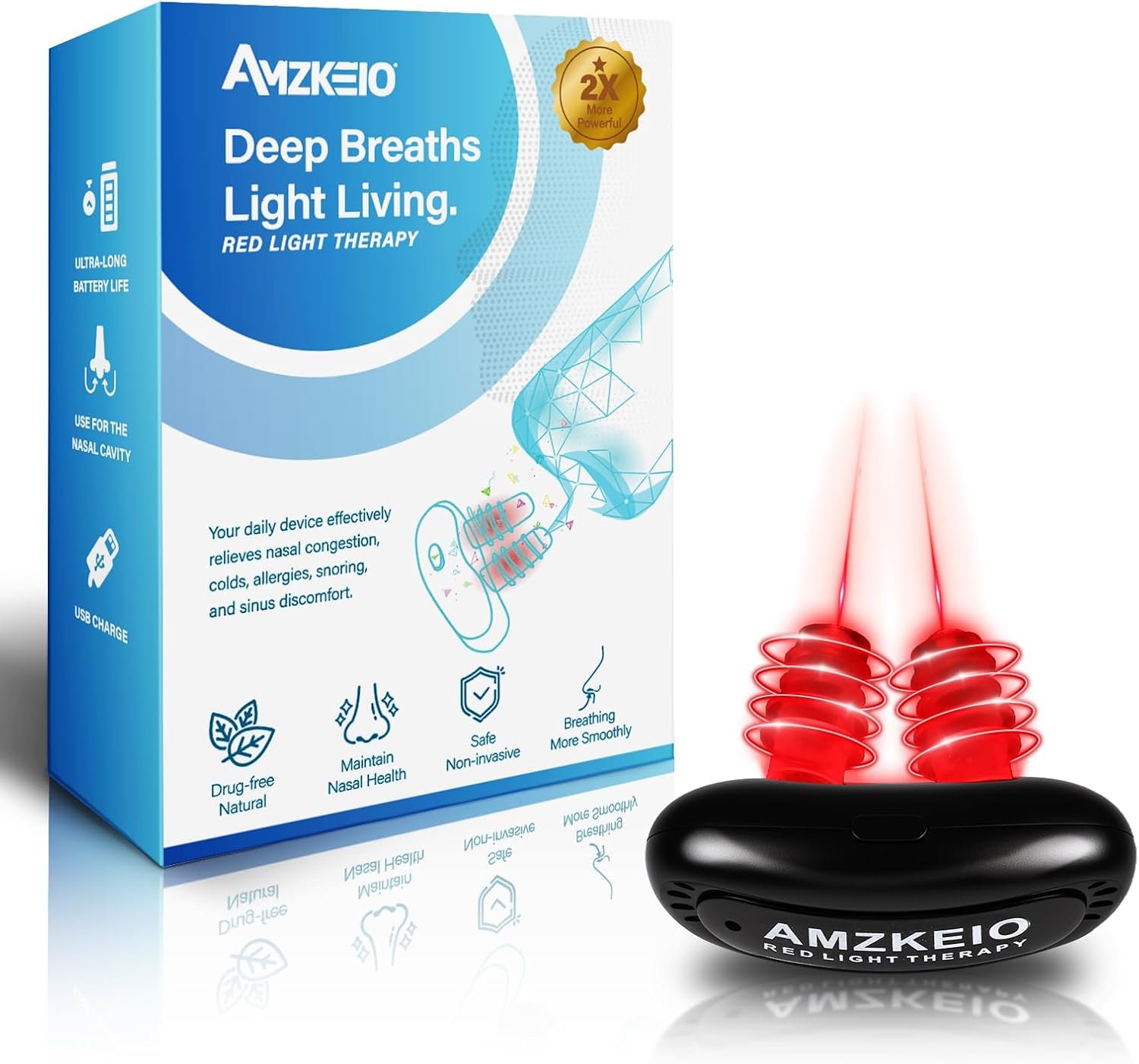 Red Light Therapy for Nose – LED Nasal Device for Sinus Relief & Dry Nose Comfort, USB Rechargeable Light Therapy for Nasal Support, Portable Design for Home, Office, and Travel Use