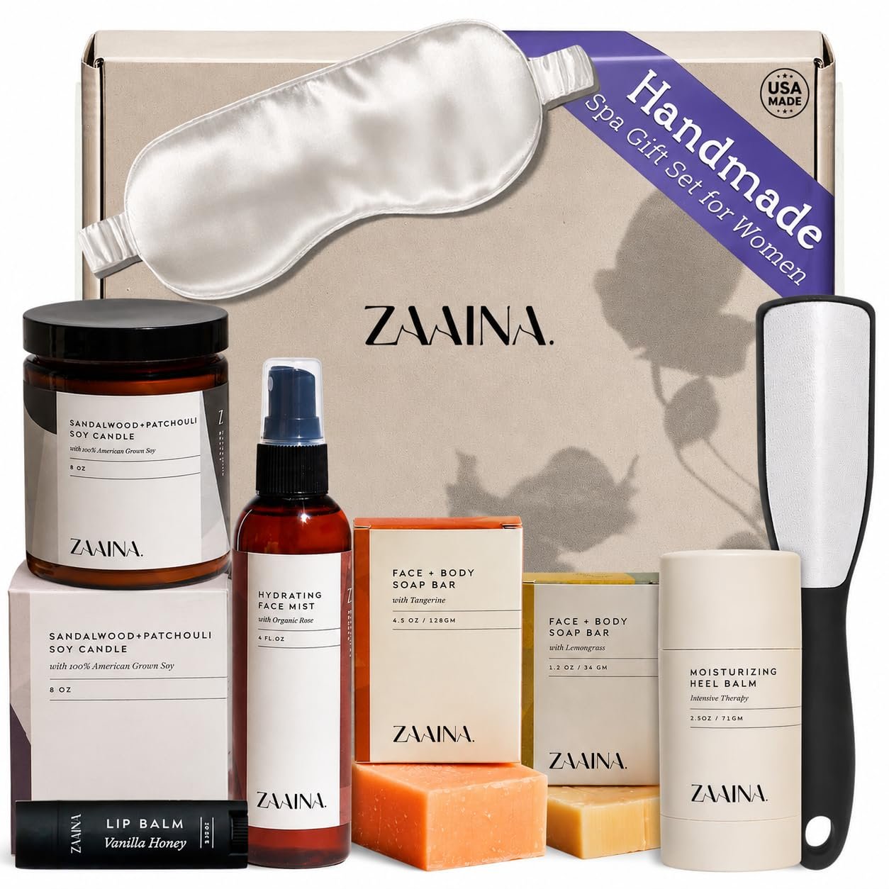 Wellness Spa Package – Handmade in USA, Luxury All Natural Spa Gifts for Women, Relaxing Spa Gifts for Her, Spa Gift Basket for Friend Mom Wife, Pampering Birthday Gifts for Women